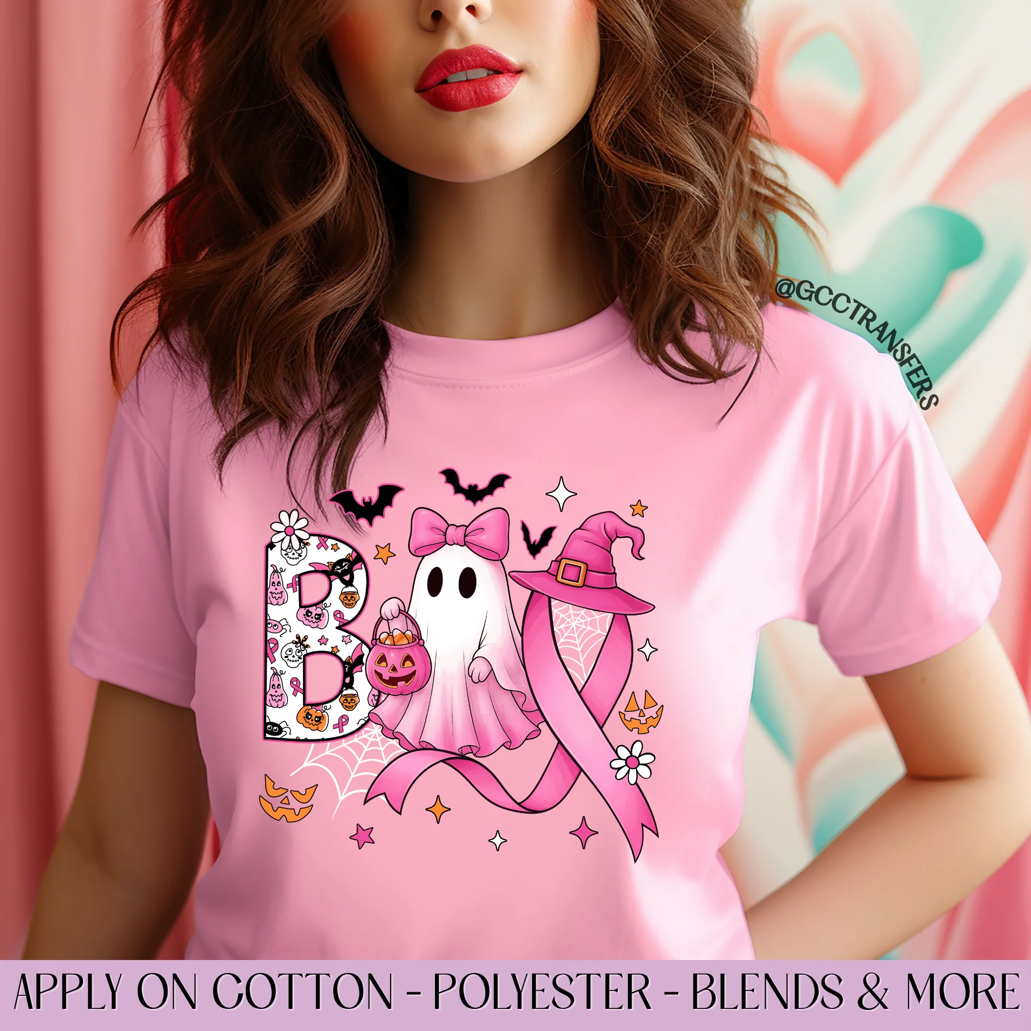 Boo Cute Ghost Cancer Awareness - Graphic Apparel