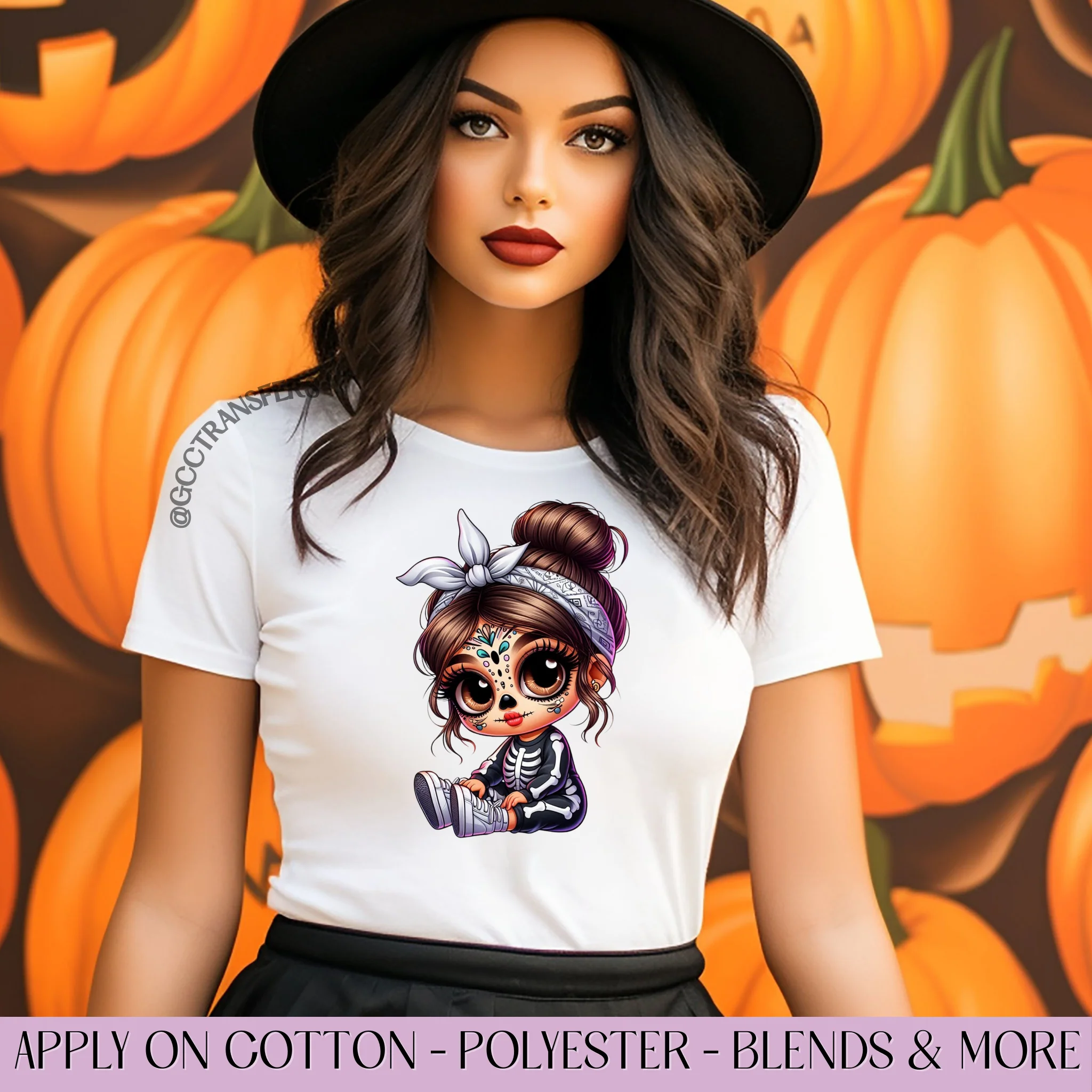 Baby Latina Dia de los Muertos Blue Banda Bun- Graphic Apparel