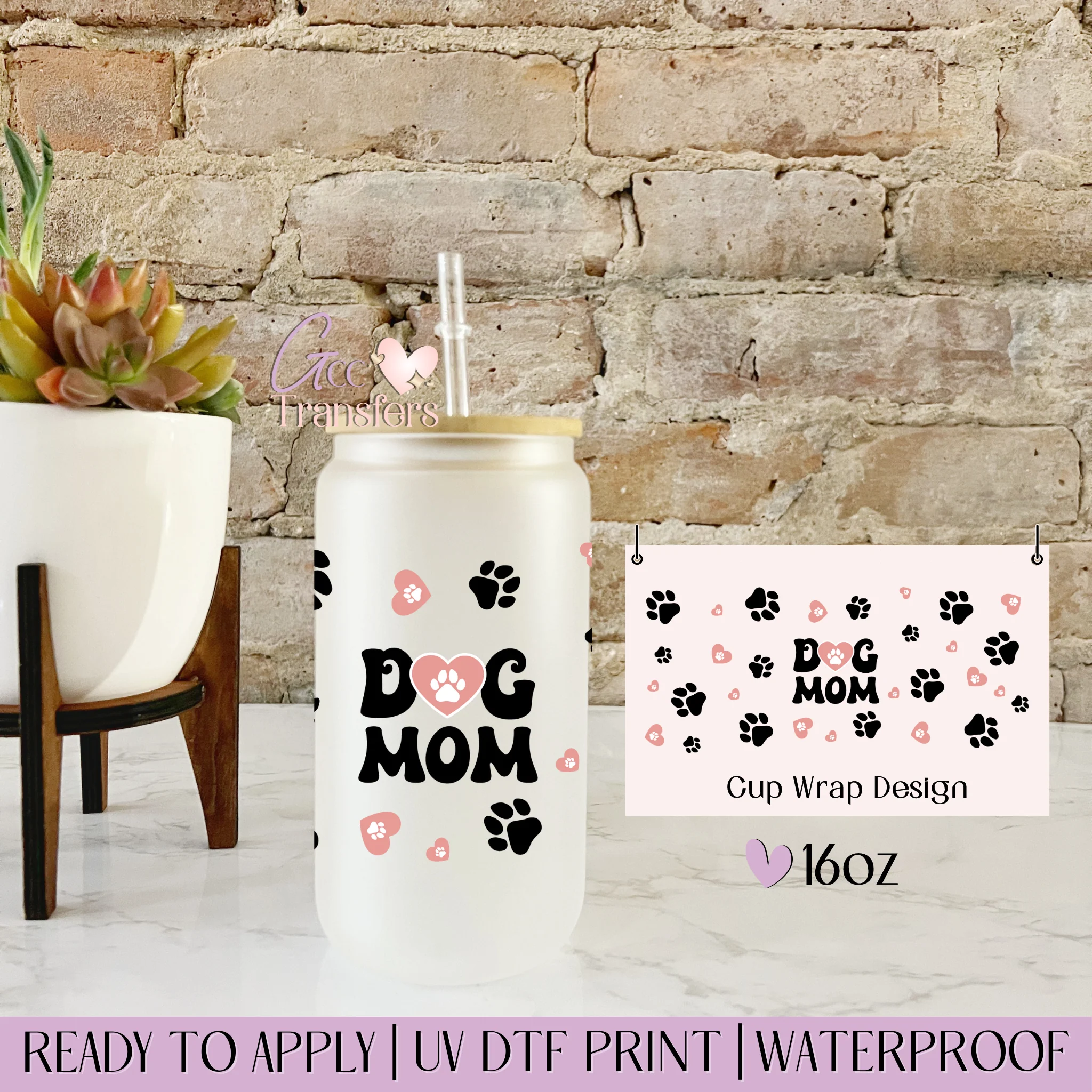 Retro Dog Mom Pink - 16oz cup