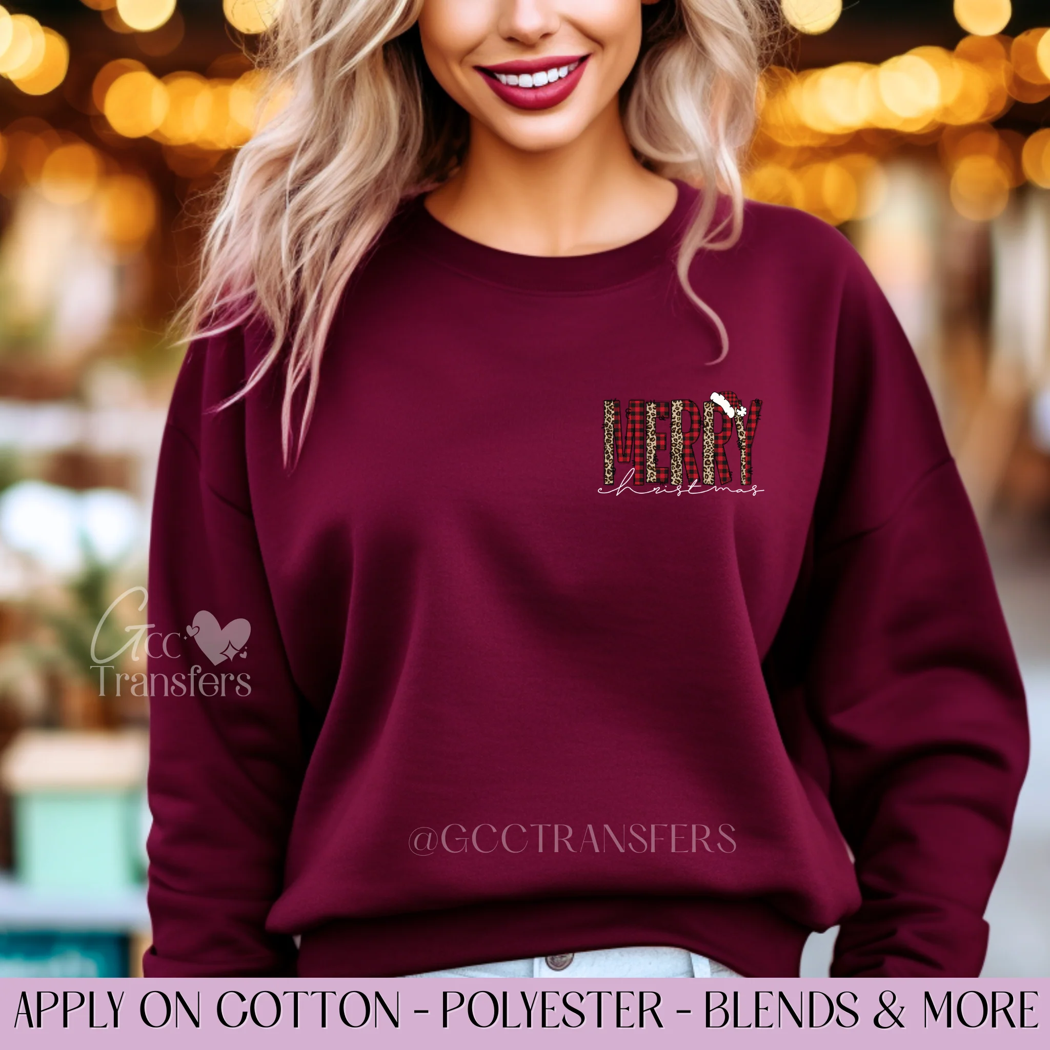 Merry Xmas Buffalo Plaid White (Pocket Size) - Graphic Apparel