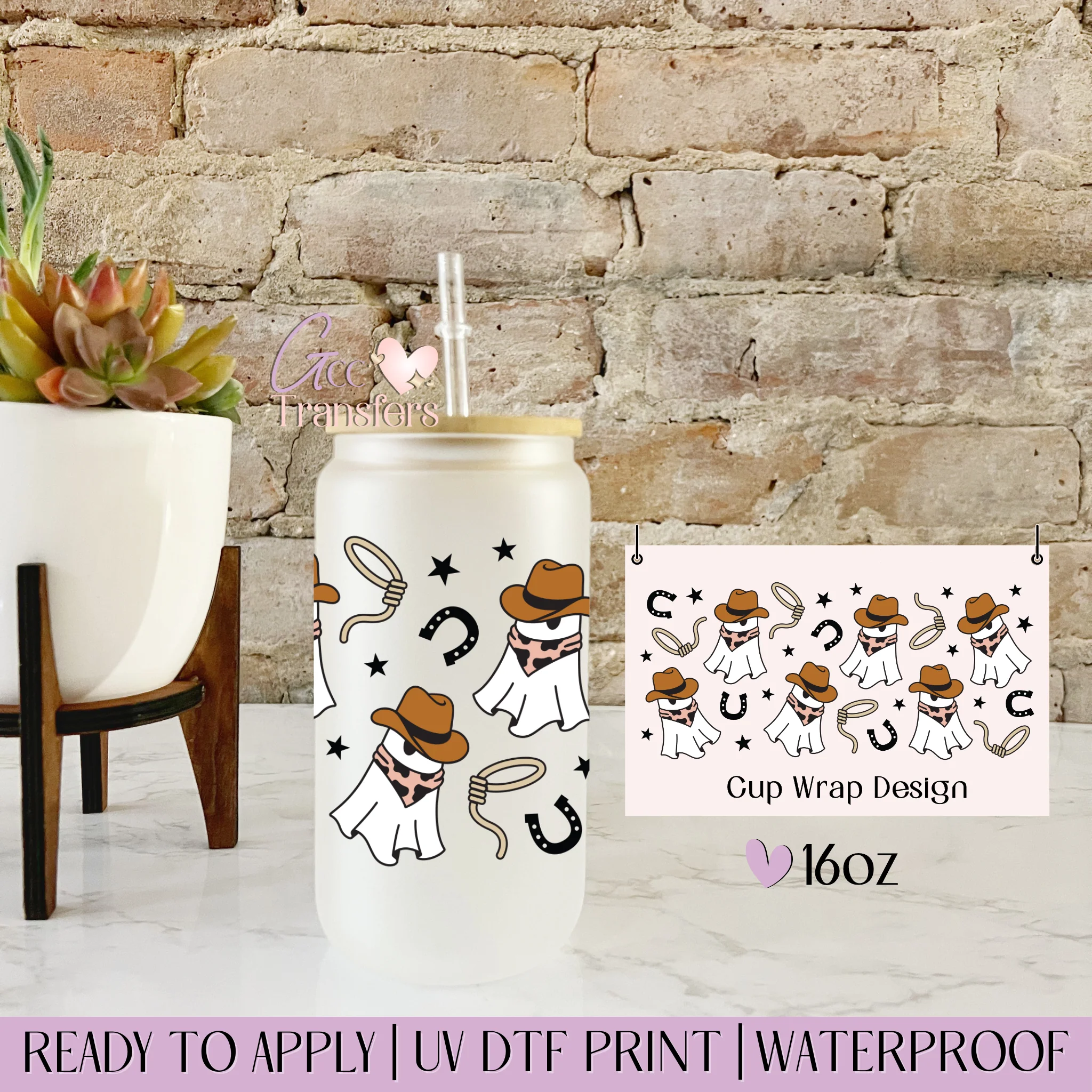 Western Cowboy Ghost Halloween - 16oz cup