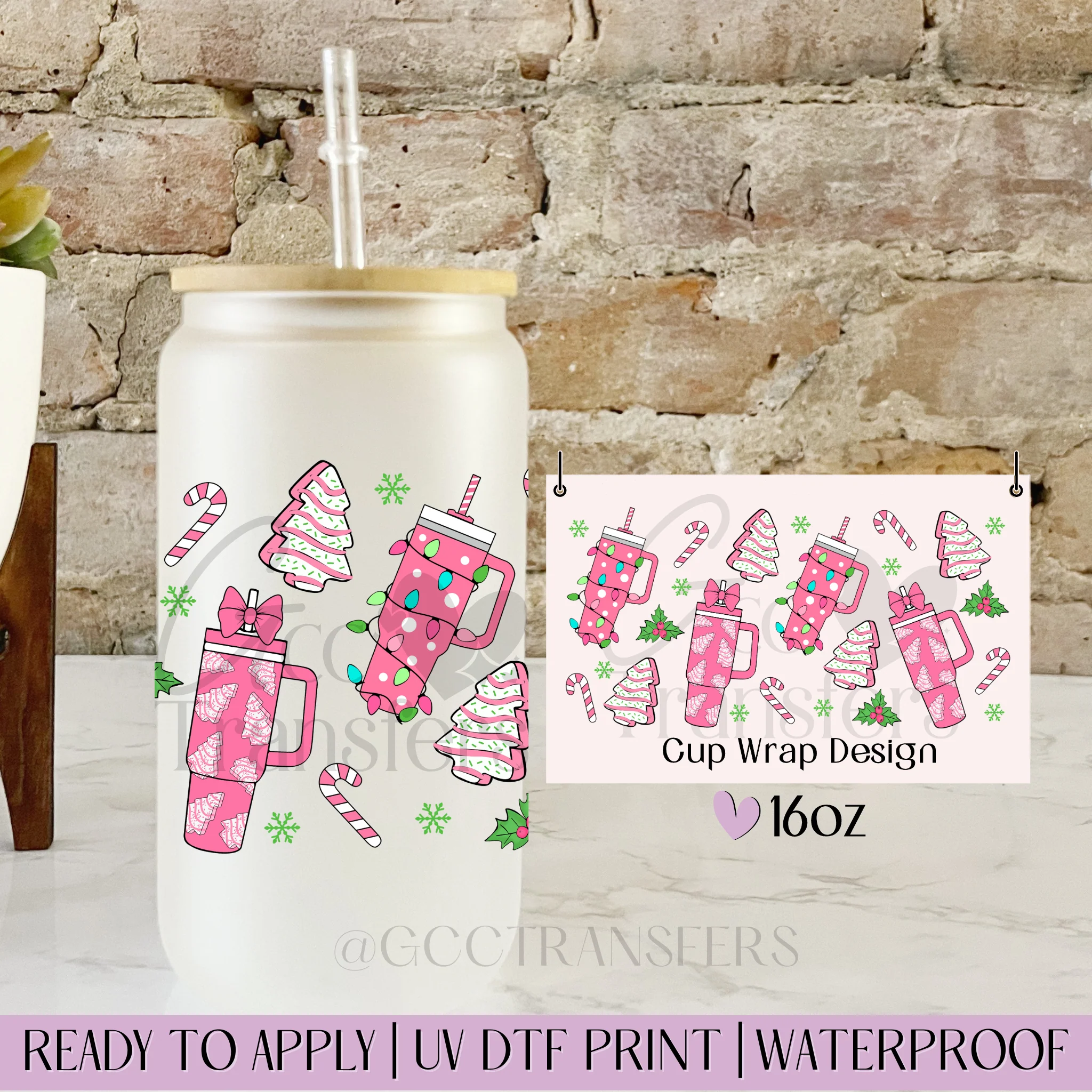 Pink Boujee Christmas Tree Cake - 16oz cup