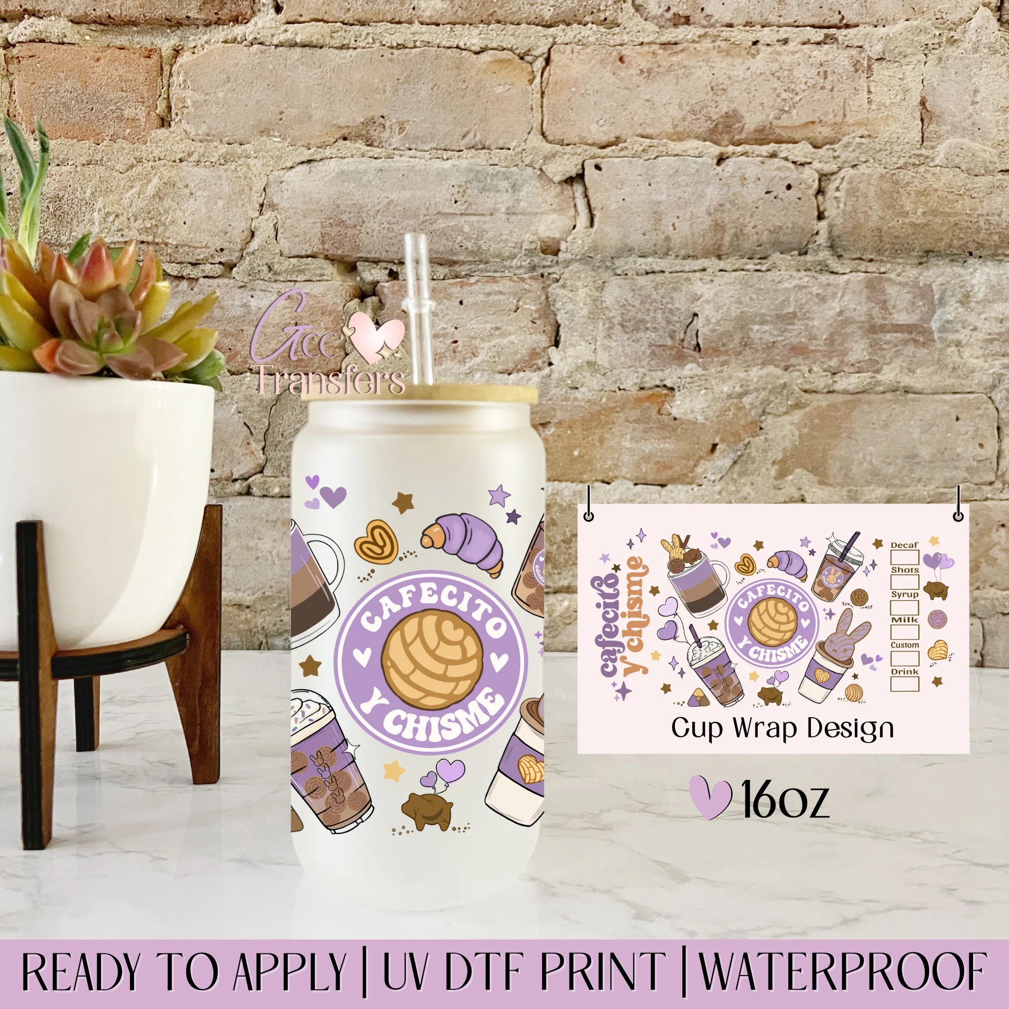Cafecito y Chisme Lilac - 16oz cup