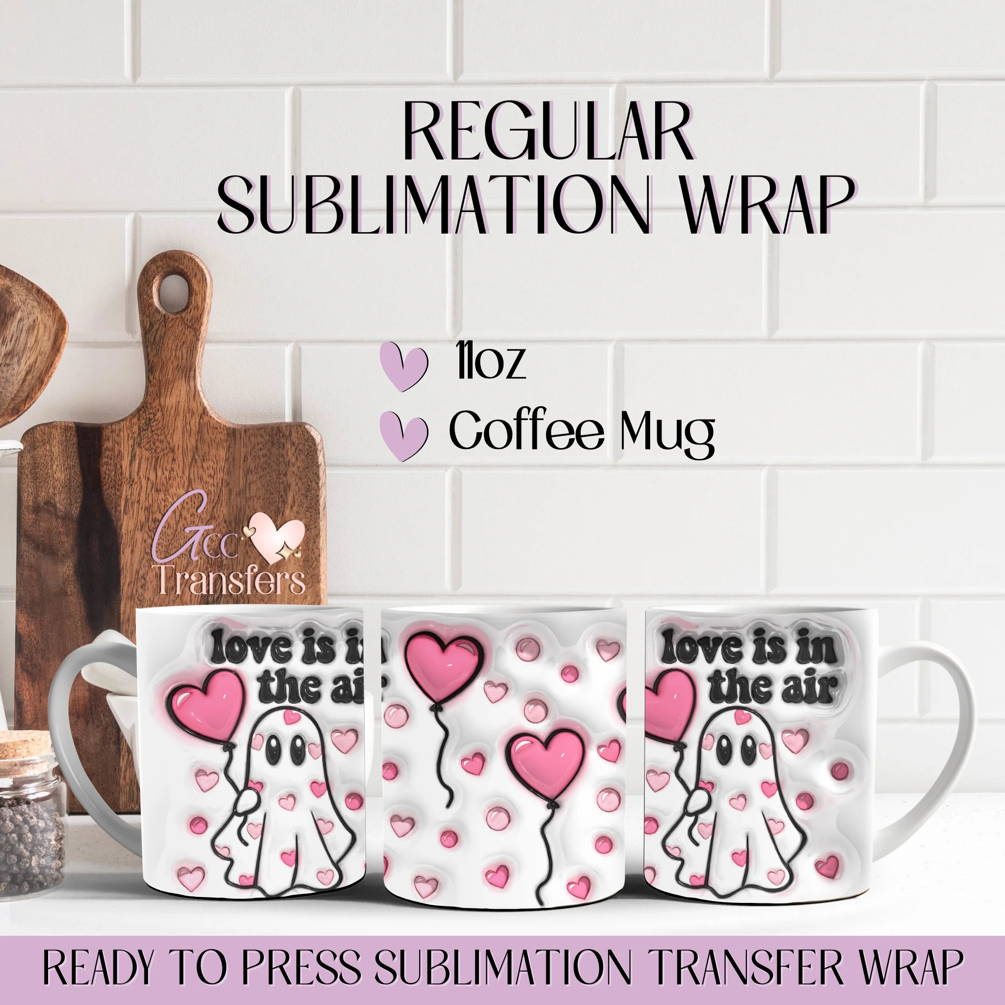 Love is in the Air Cute Ghost - 11oz Mug