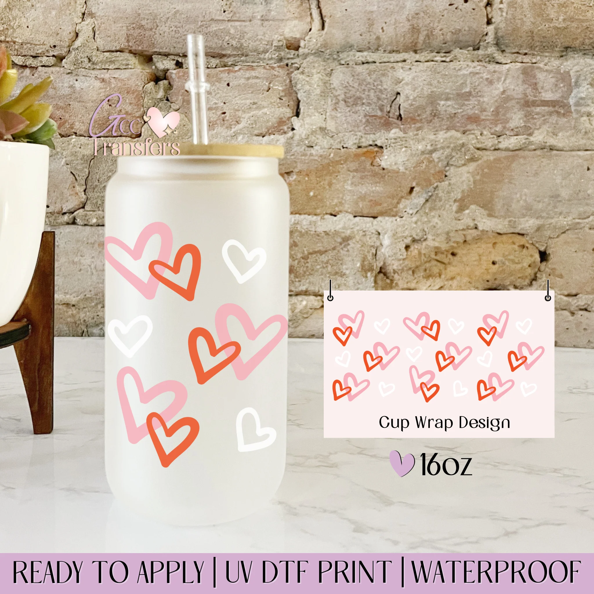 Hearts Outline - 16oz cup