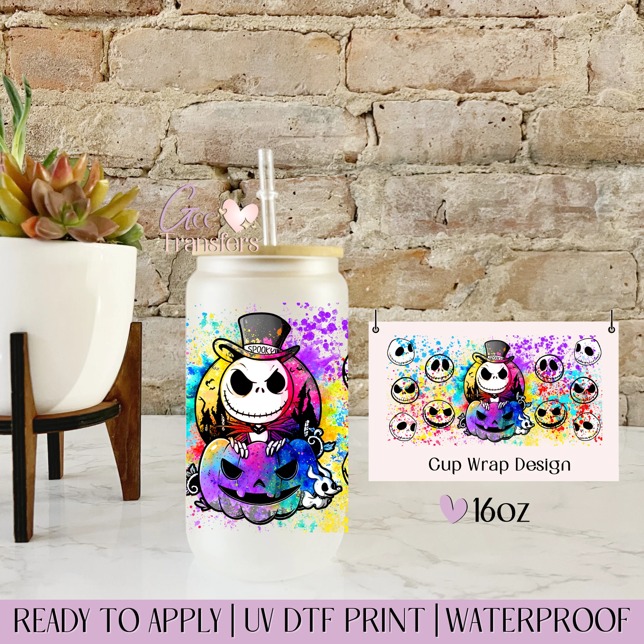 Colorful Pumpkin Face Halloween - 16oz cup