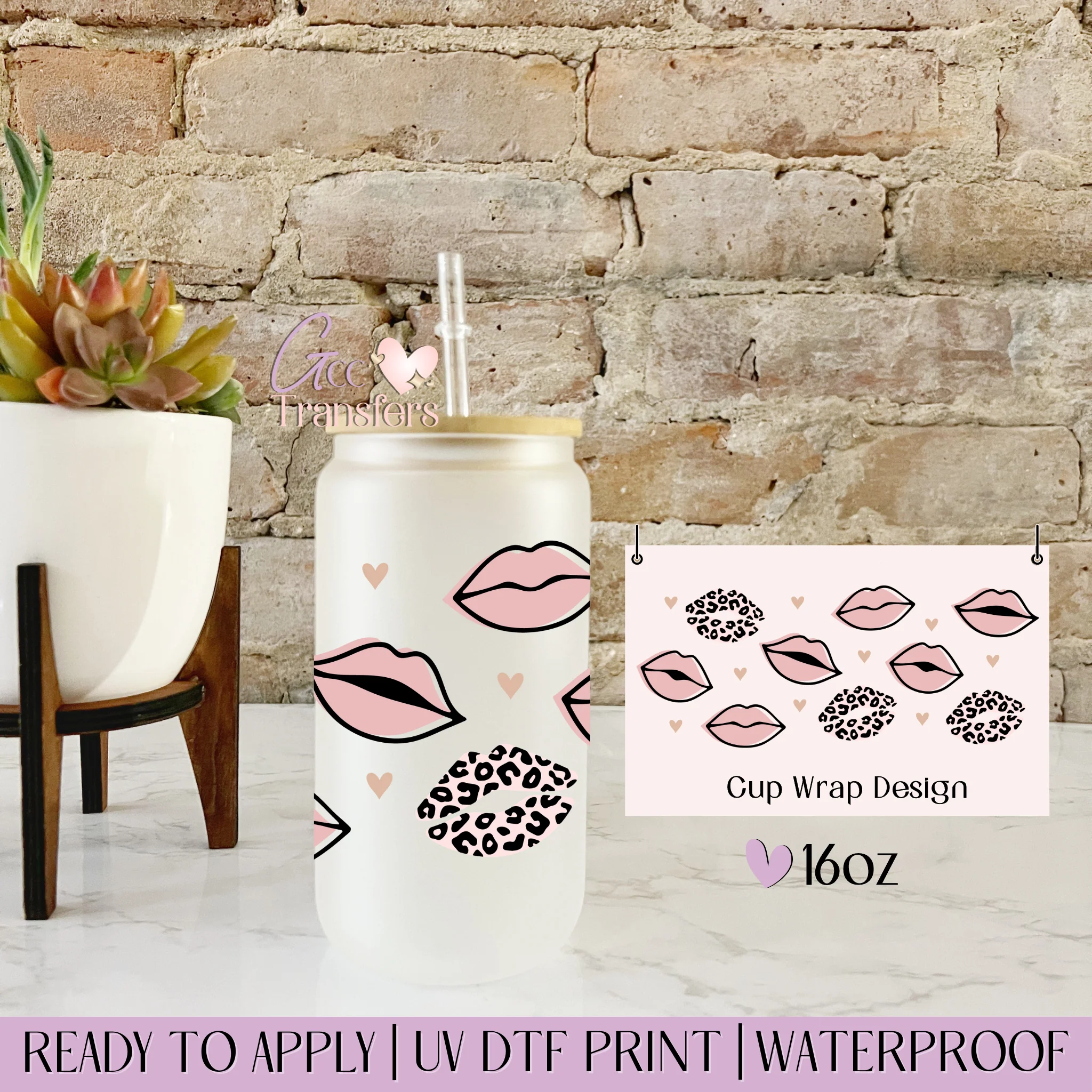 Lips Kisses Leopard - 16oz cup