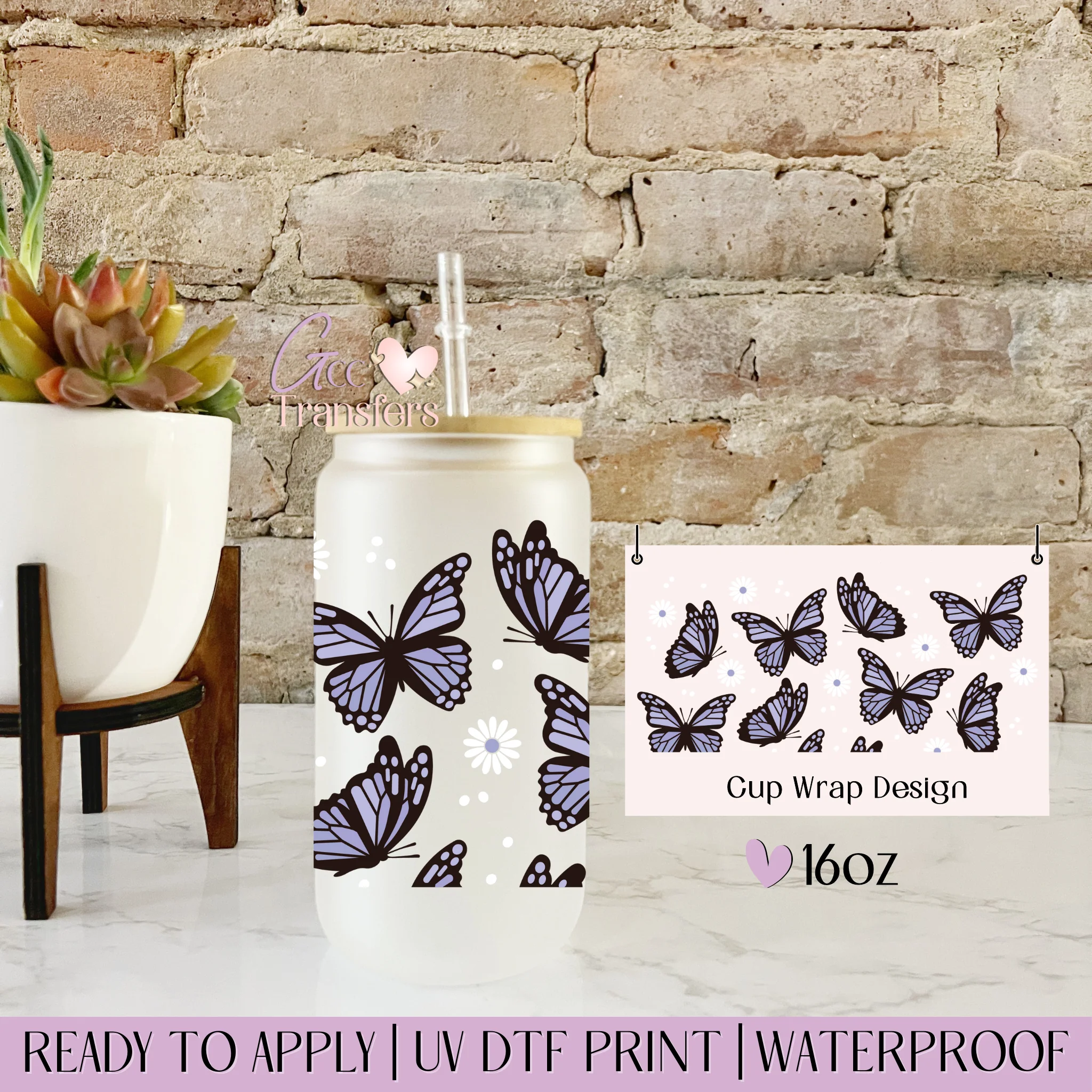 Purple Butterfly - 16oz cup