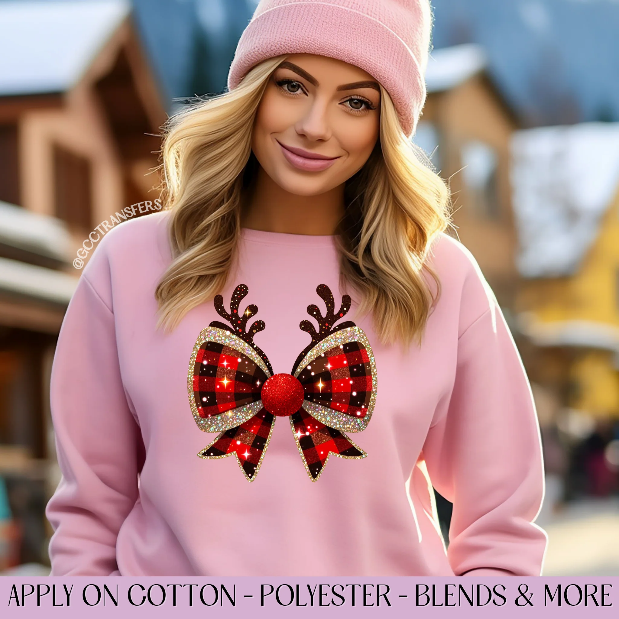 Christmas Coquette Bow Reindeer - Graphic Apparel