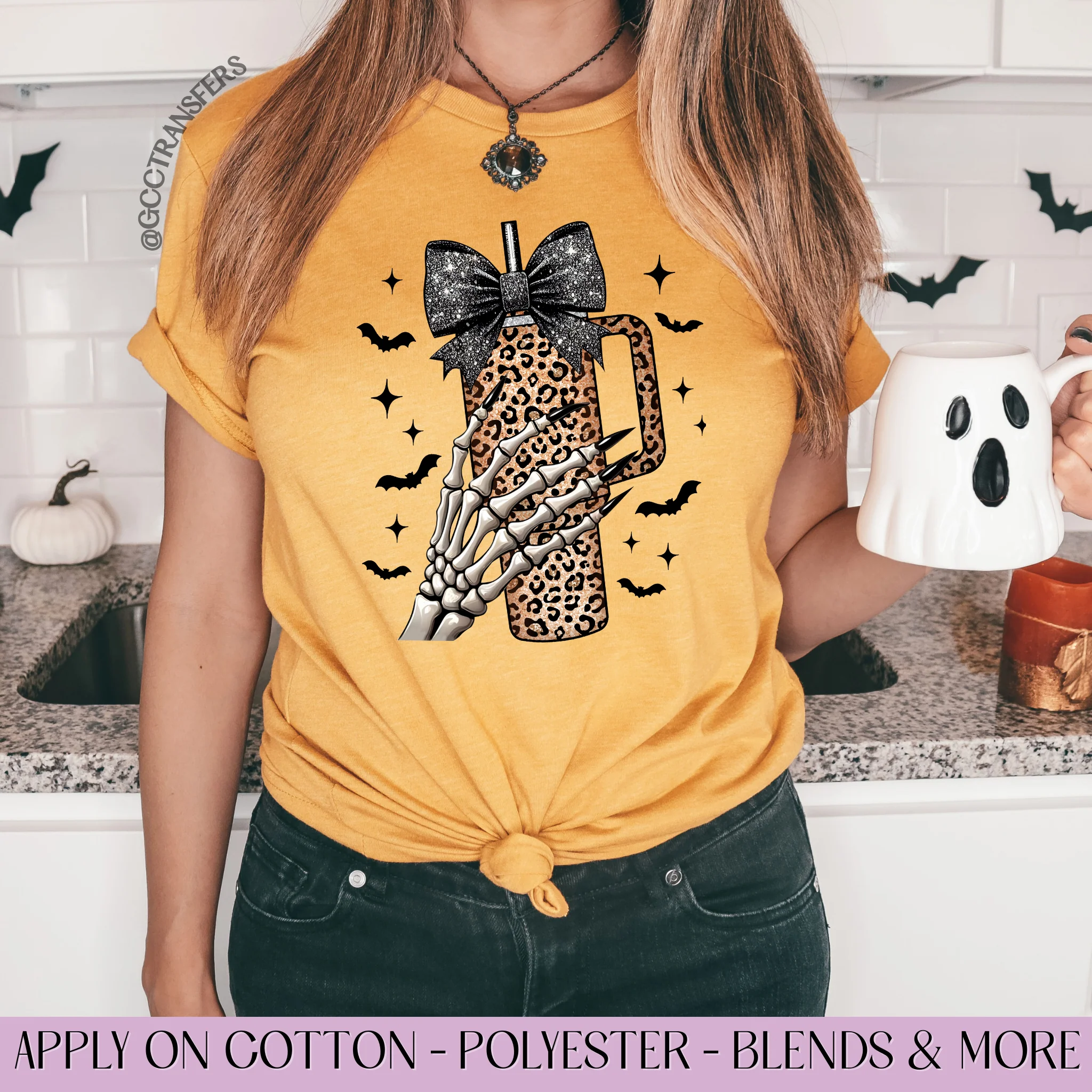 Coquette Bow Skeleton Cup Leopard  - Graphic Apparel