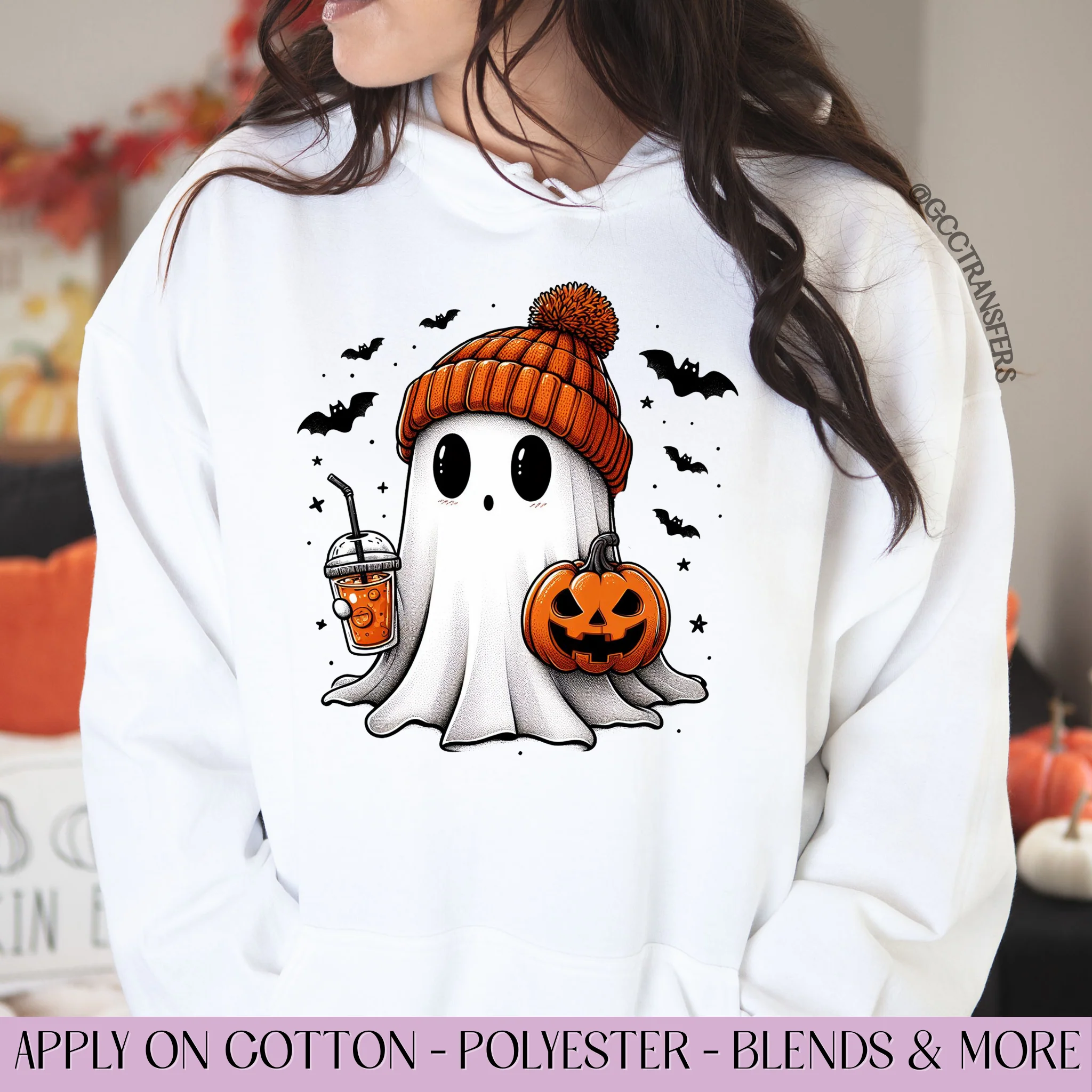 Cute Ghost Coffee Pumpkin - Graphic Apparel