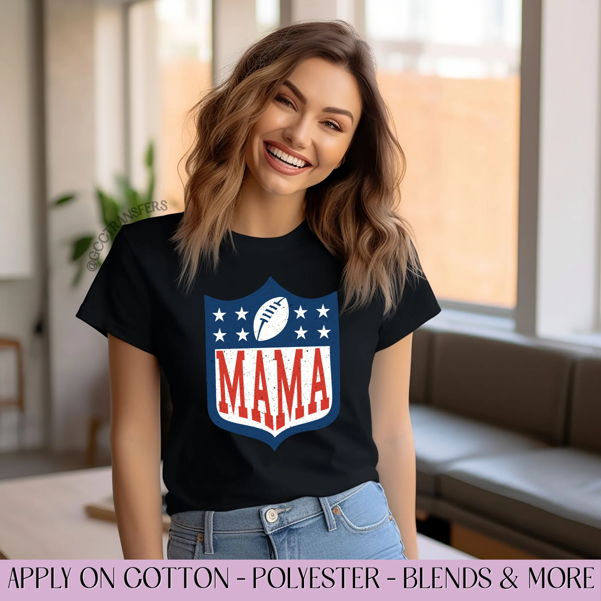 Distressed Mama Football - Graphic Apparel