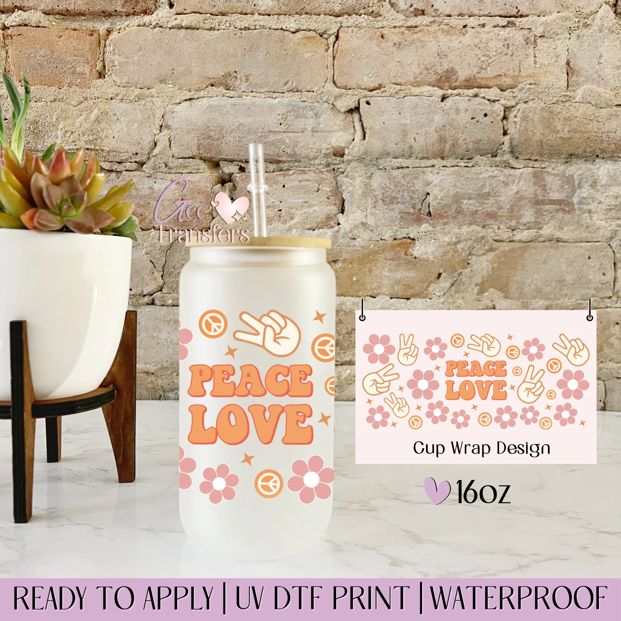 Peace and Love Retro - 16oz cup