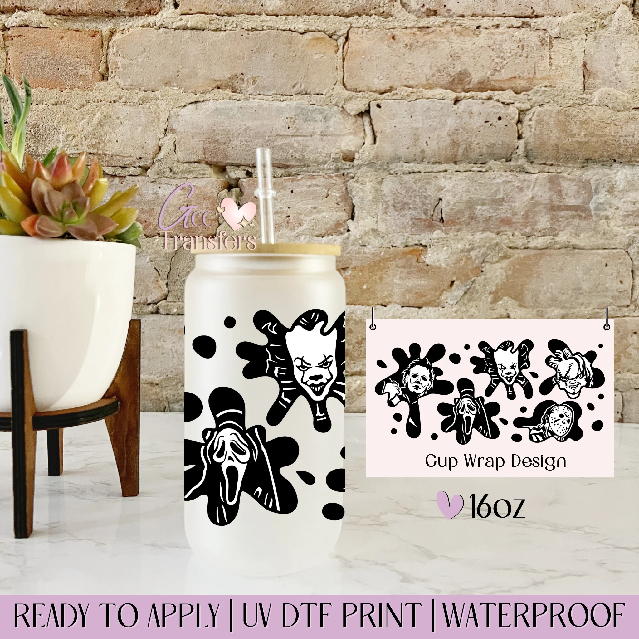 Horror Characters Splash Halloween  - 16oz cup