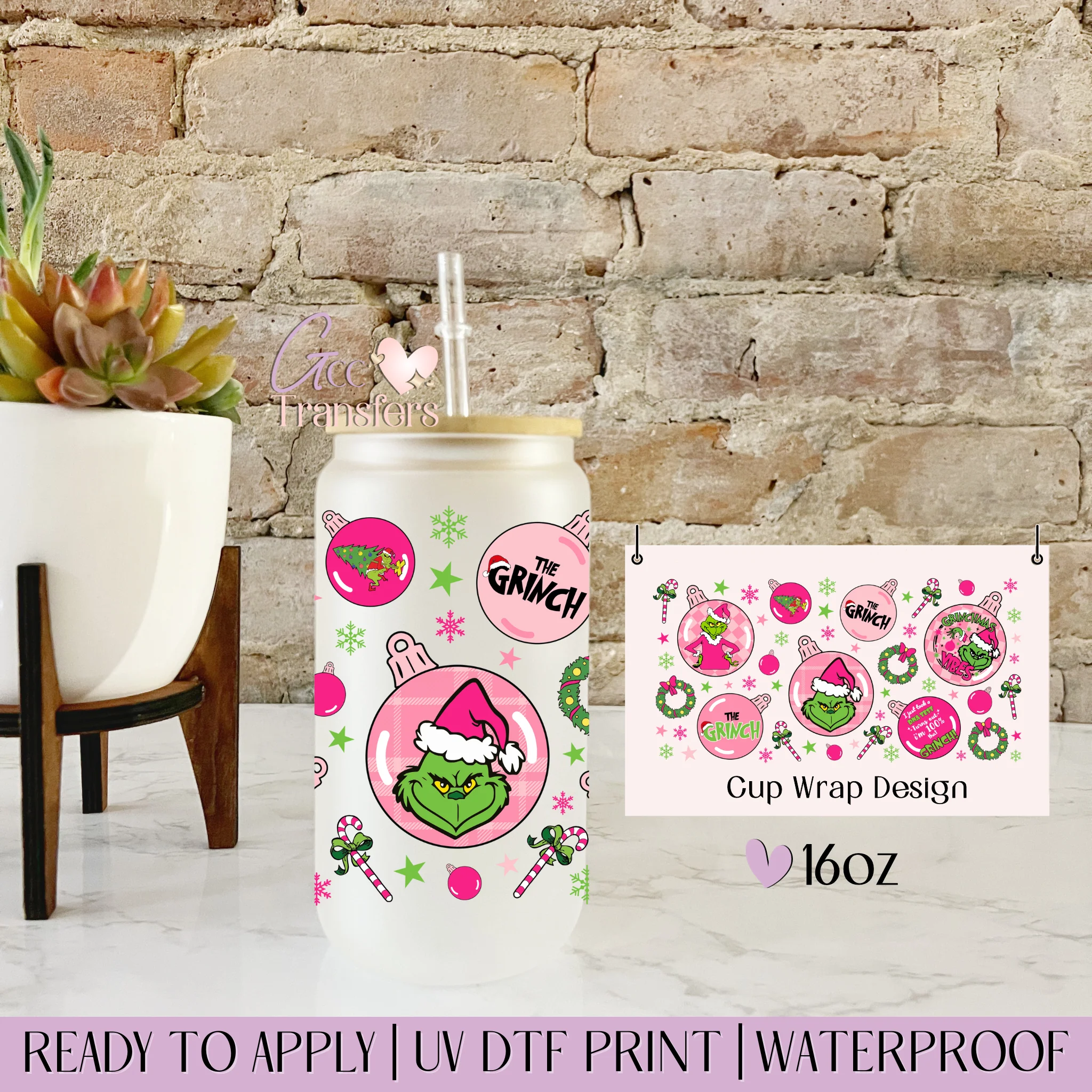 Pink Grinch Ornaments  - 16oz cup