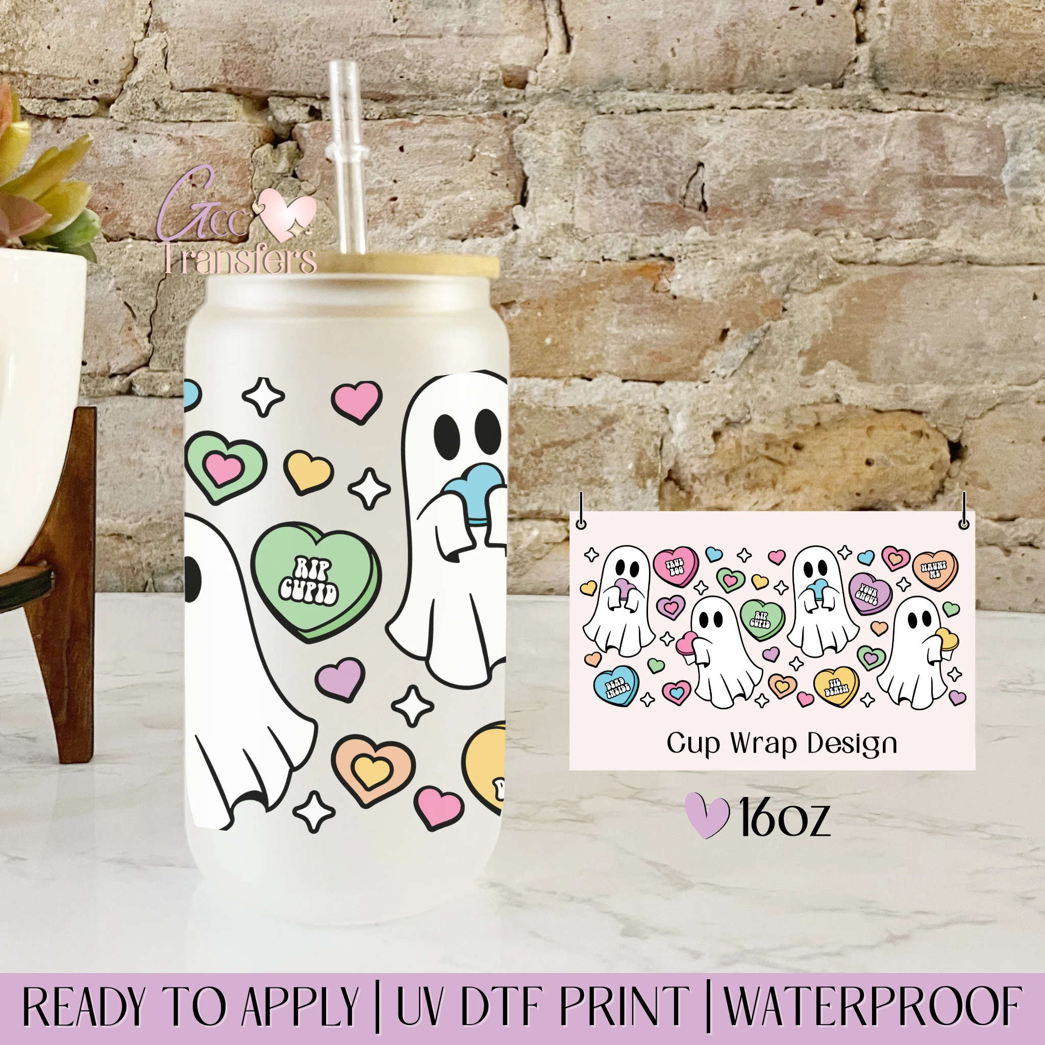 Ghost Boo Valentine- 16oz cup