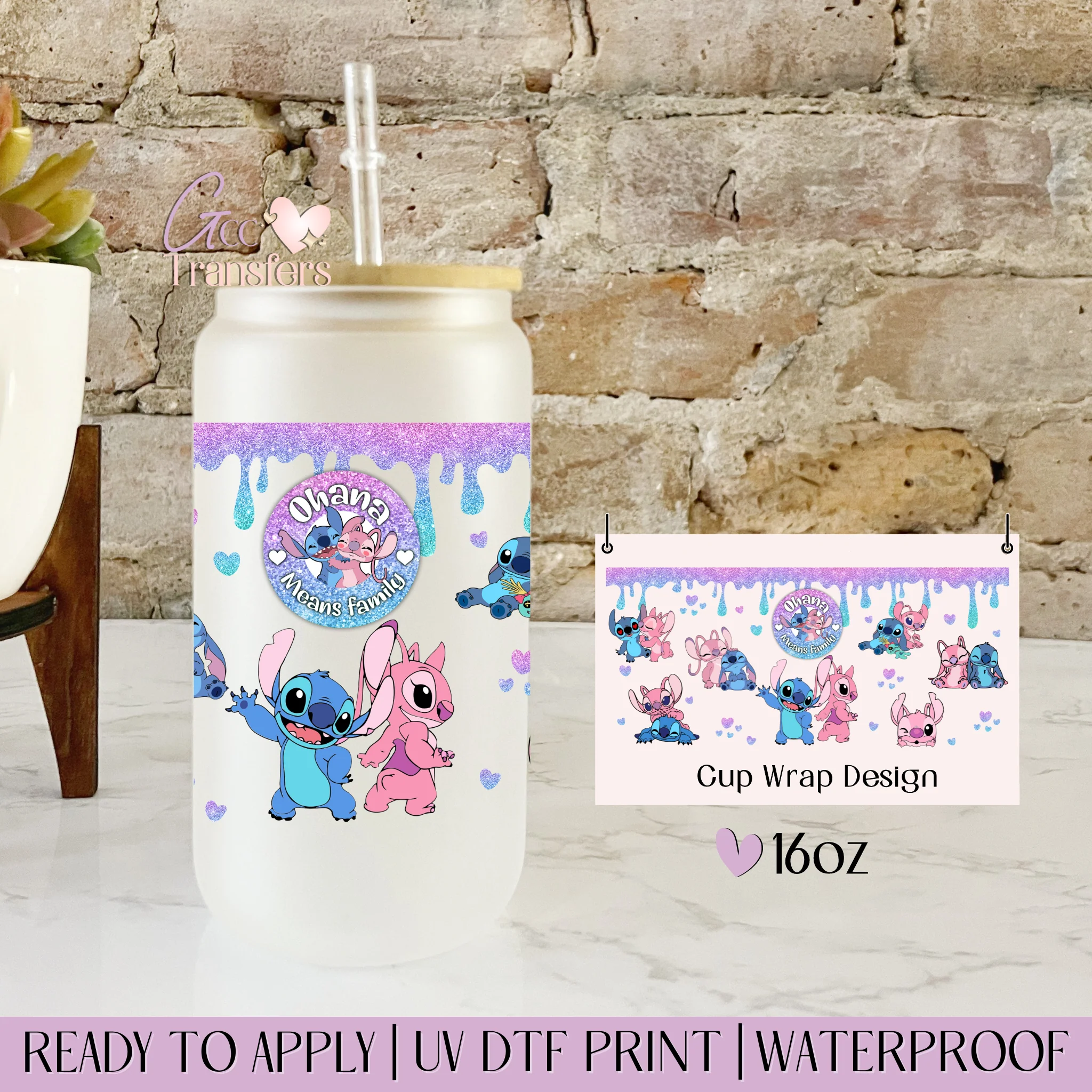 Aloha Hawaii Family Glitter- 16oz cup