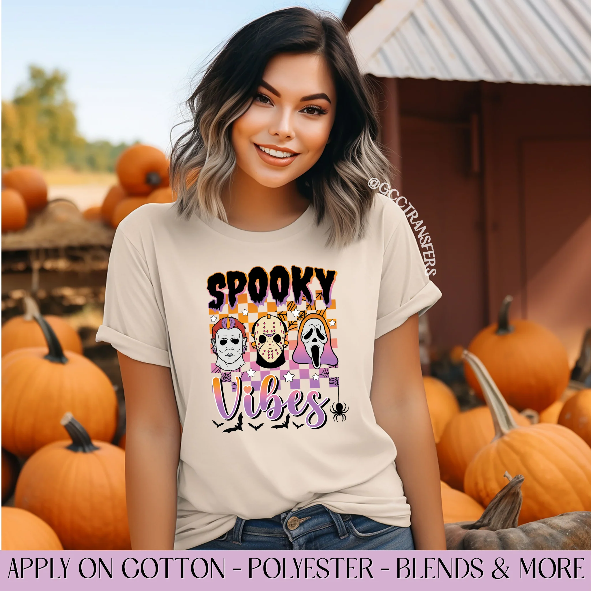 Spooky Vibes Horror Characters Colorful - Graphic Apparel