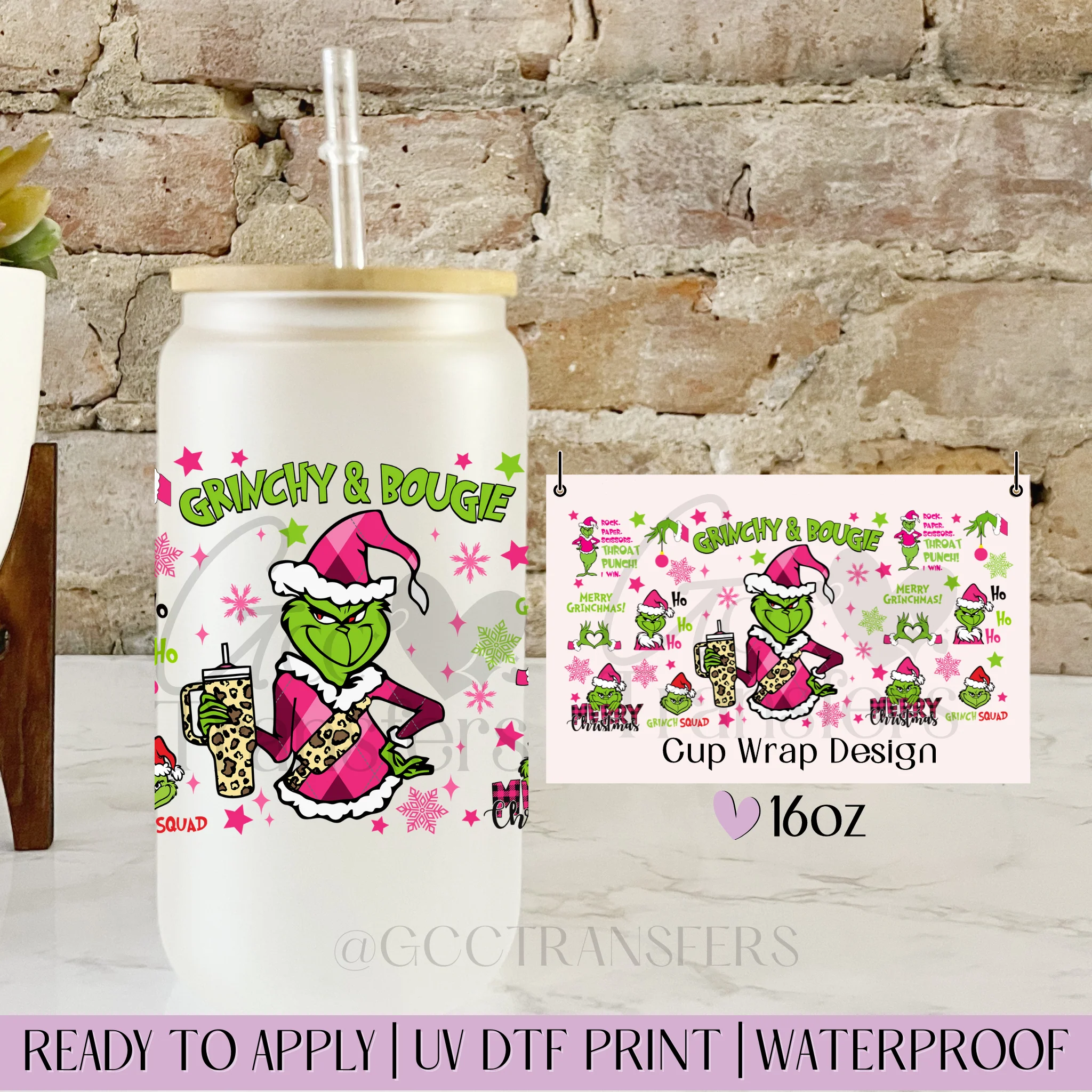 Fuchsia Bougie Grinch Leopard - 16oz cup