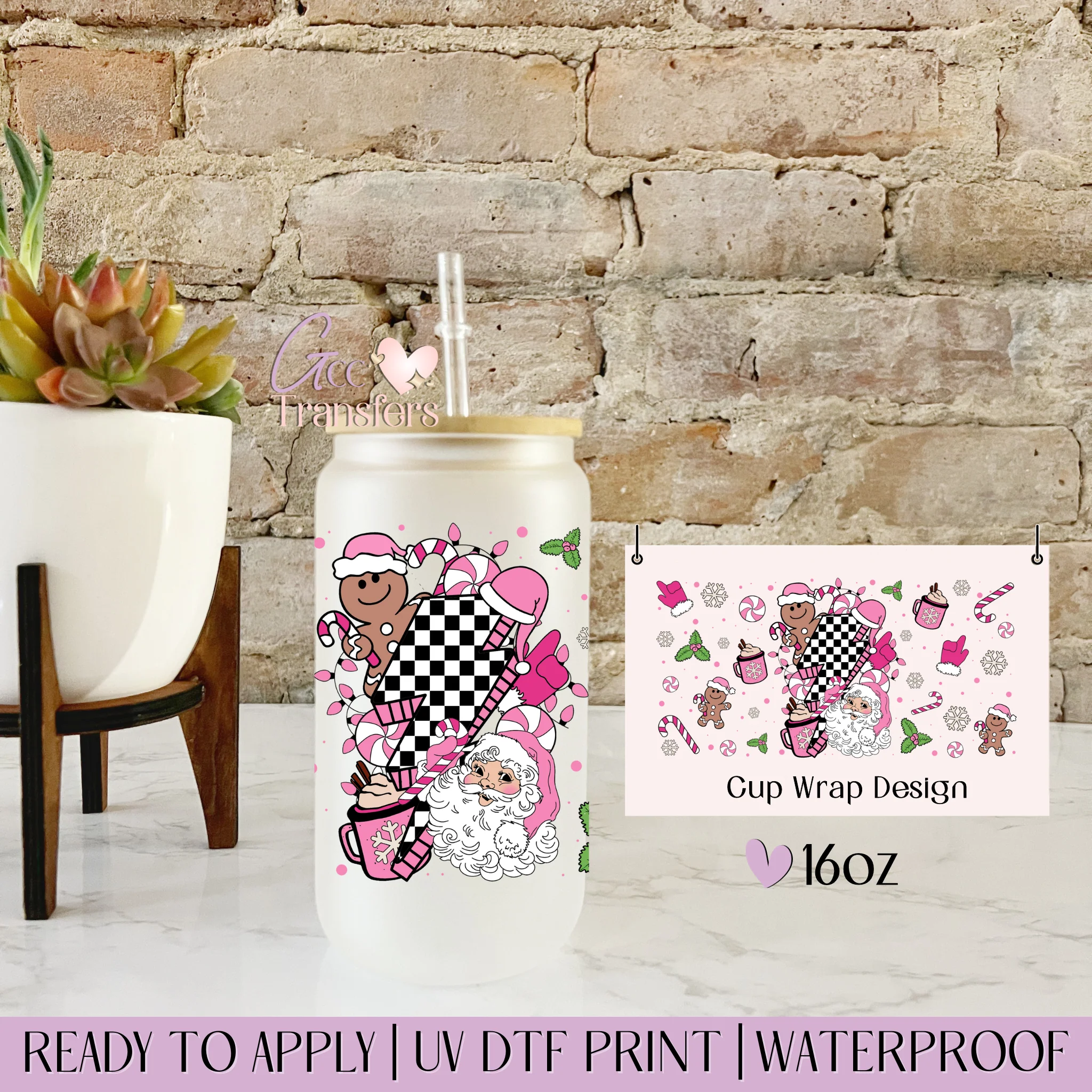 Retro Santa Claus Pink - 16oz cup