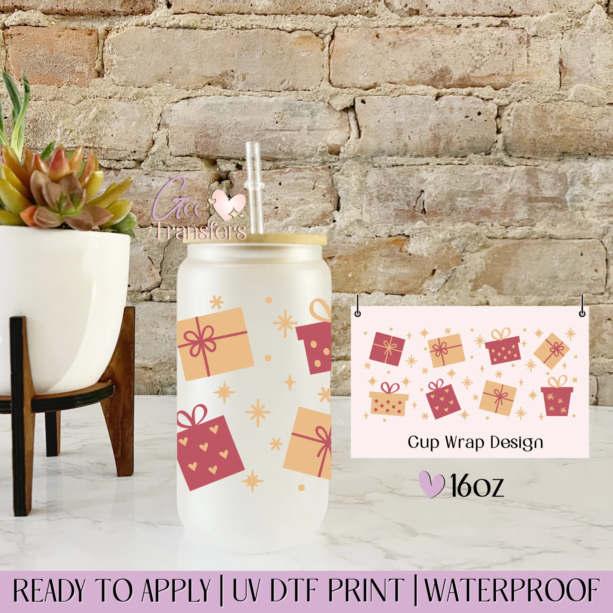 Red Beige Christmas Gift - 16oz cup