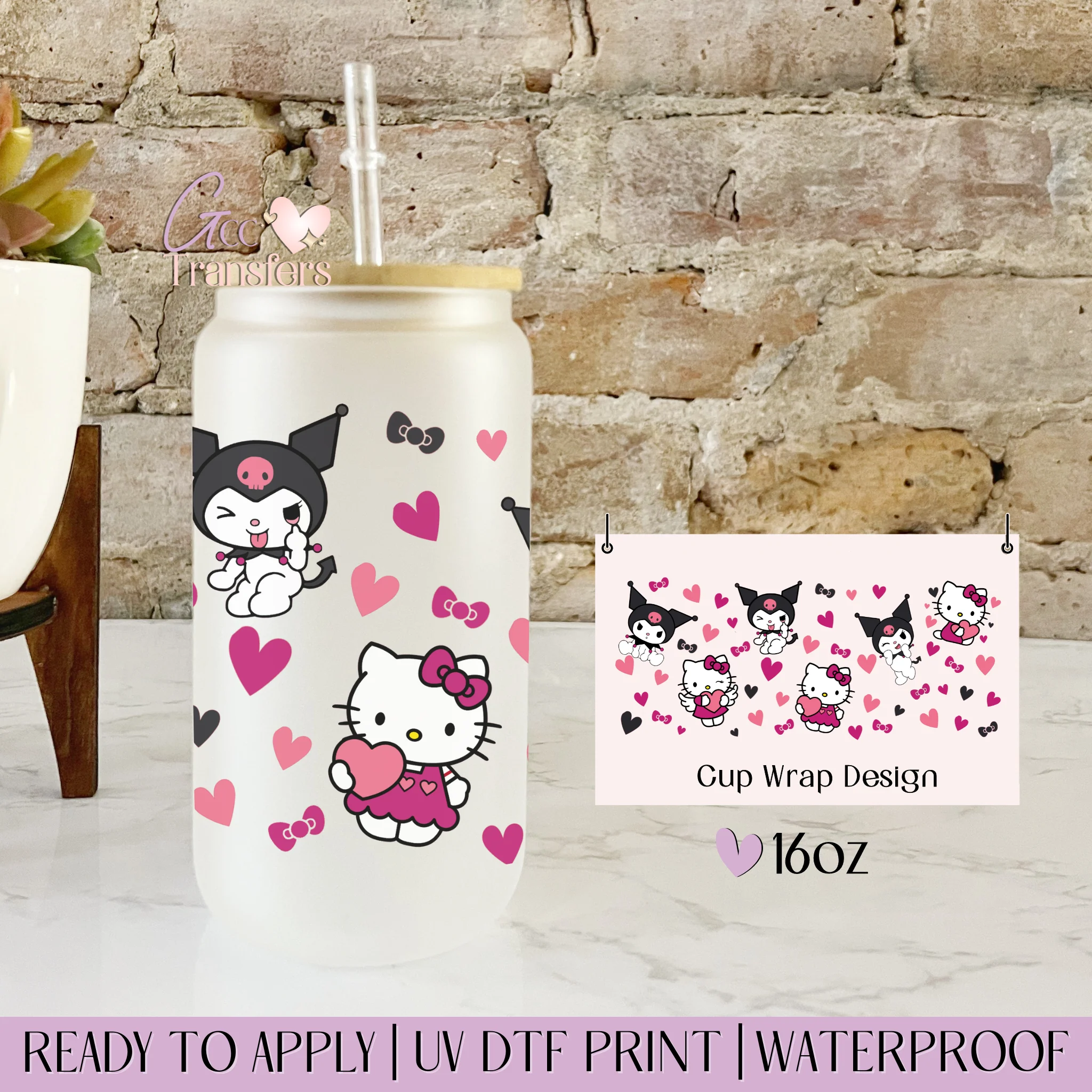 Cat Character Hearts - 16oz cup