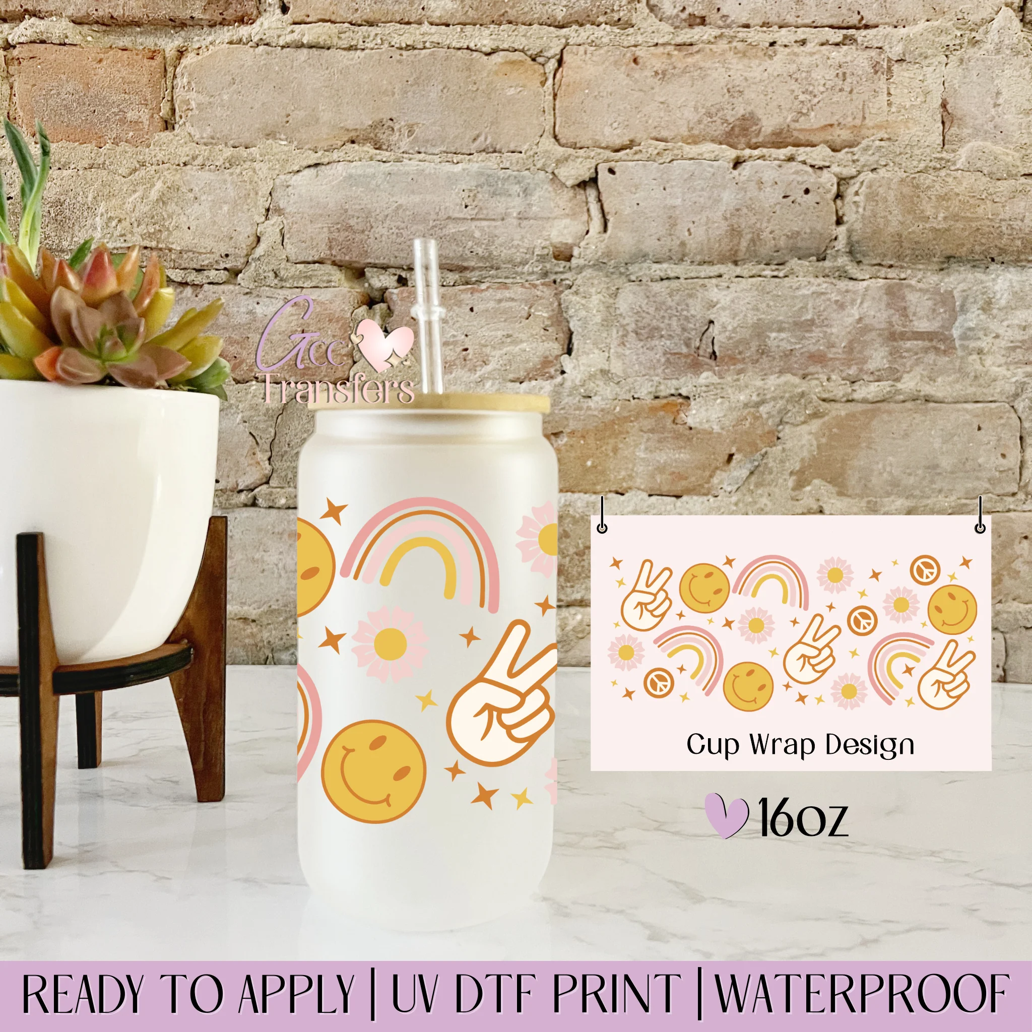 Retro Rainbow Smiling Faces  - 16oz cup