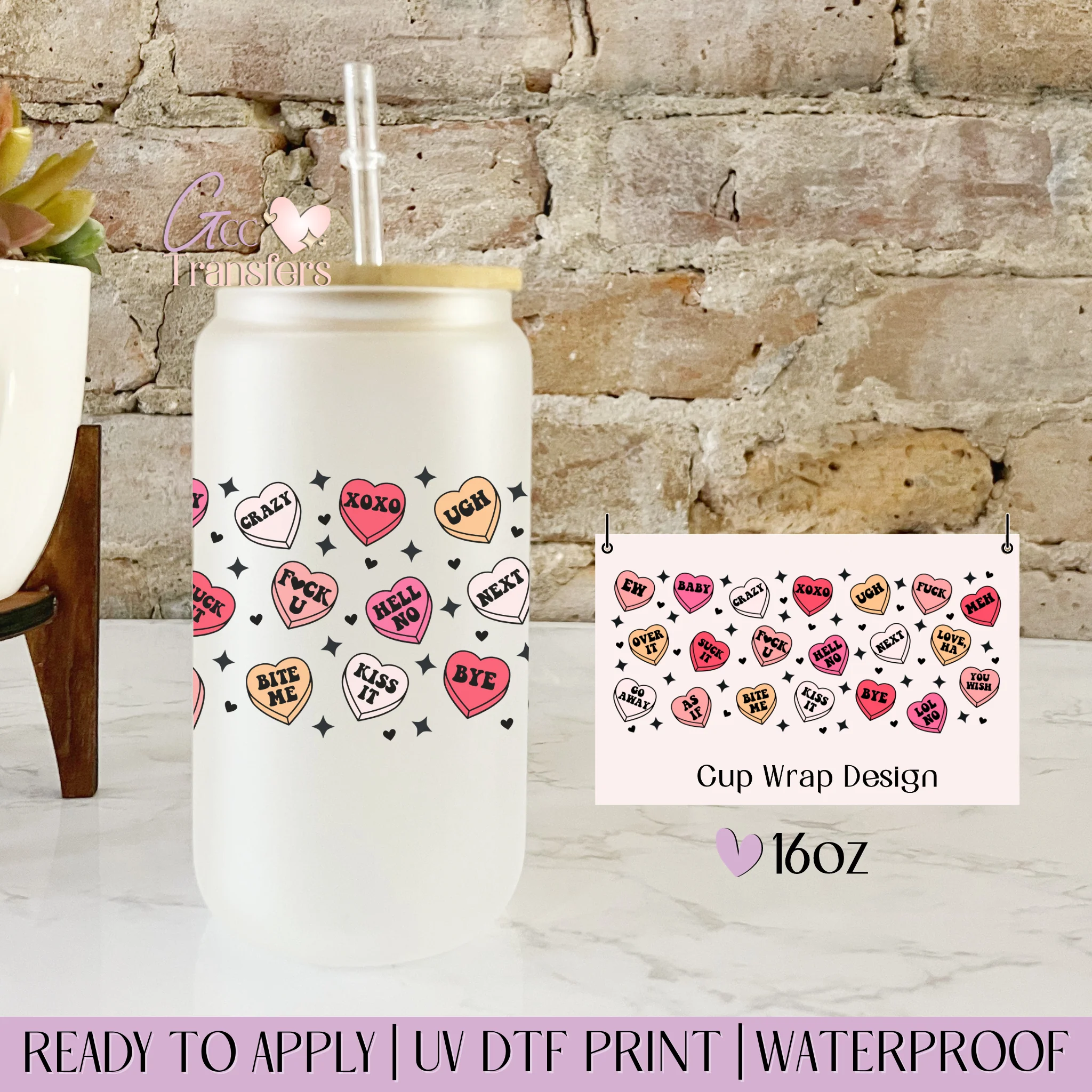 Colorful Anti-valentine Hearts Words - 16oz cup