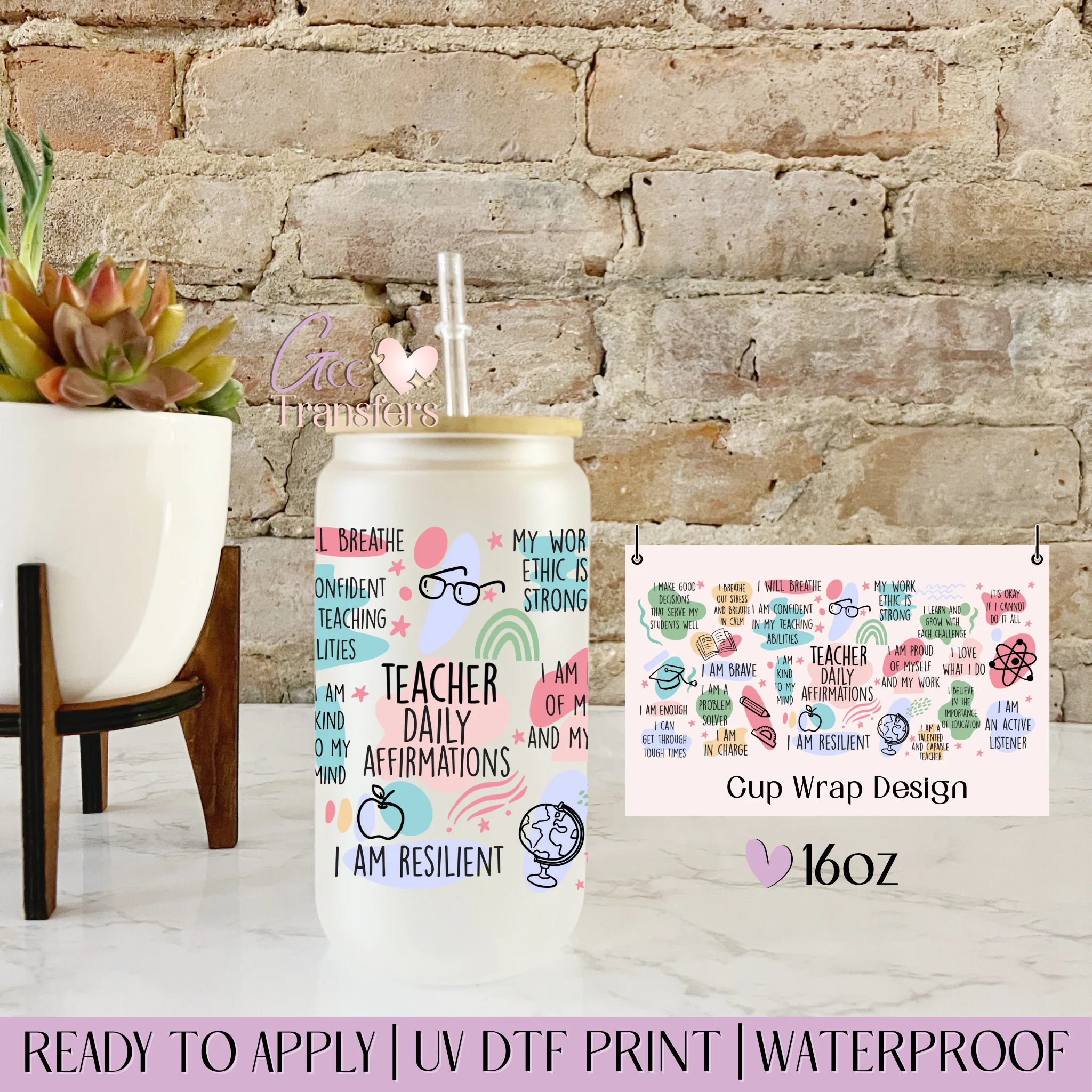 Boho Teacher Daily Affirmations - 16oz cup