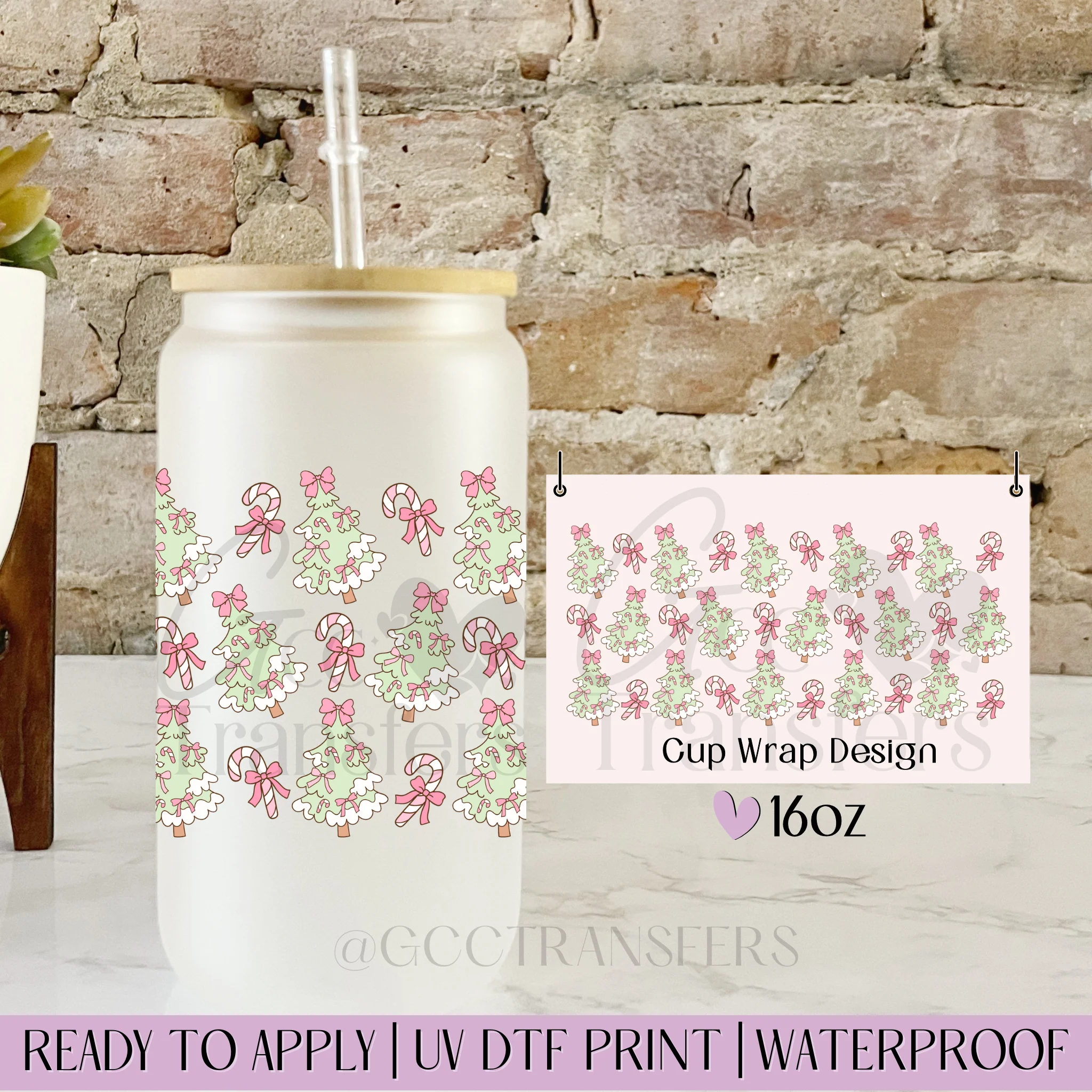 Green Pastel Xmas Trees - 16oz cup