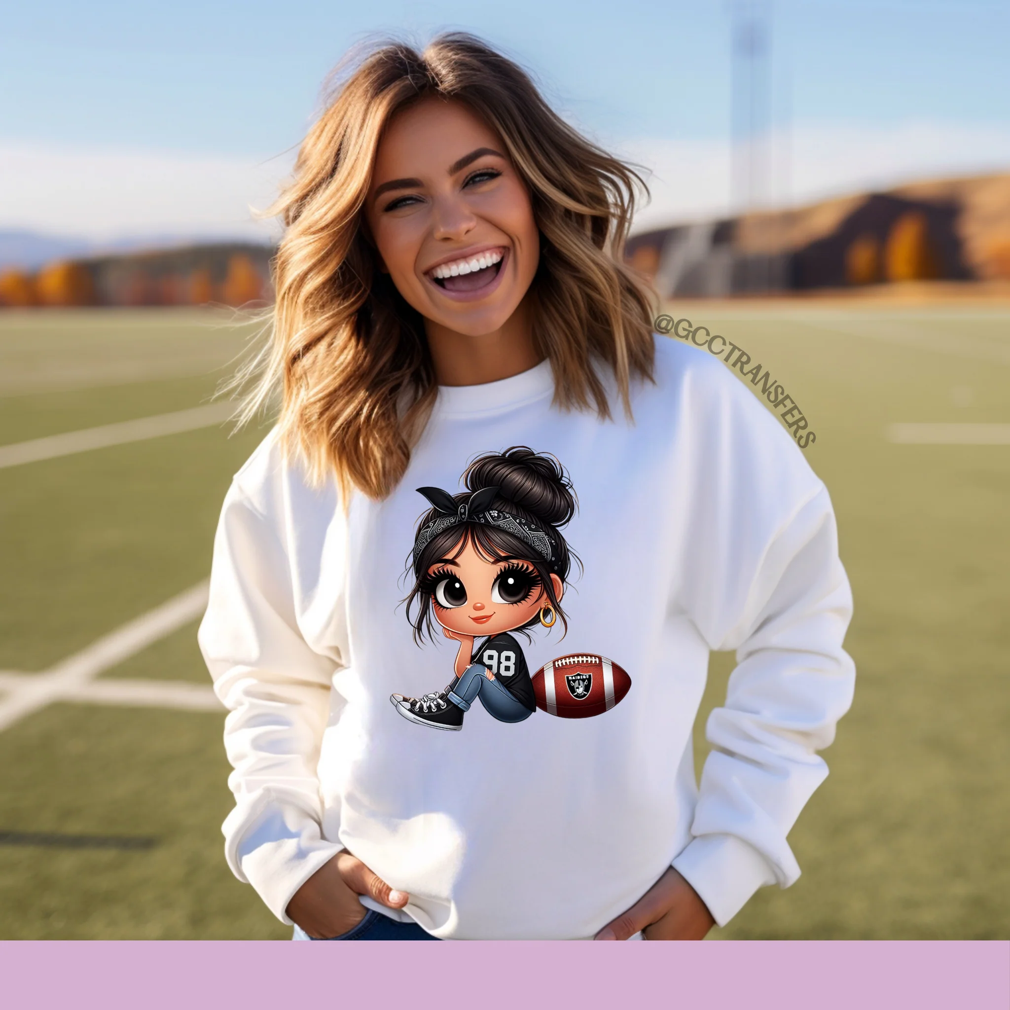 Cartoon Girl Raiders Football Team - Graphic Apparel