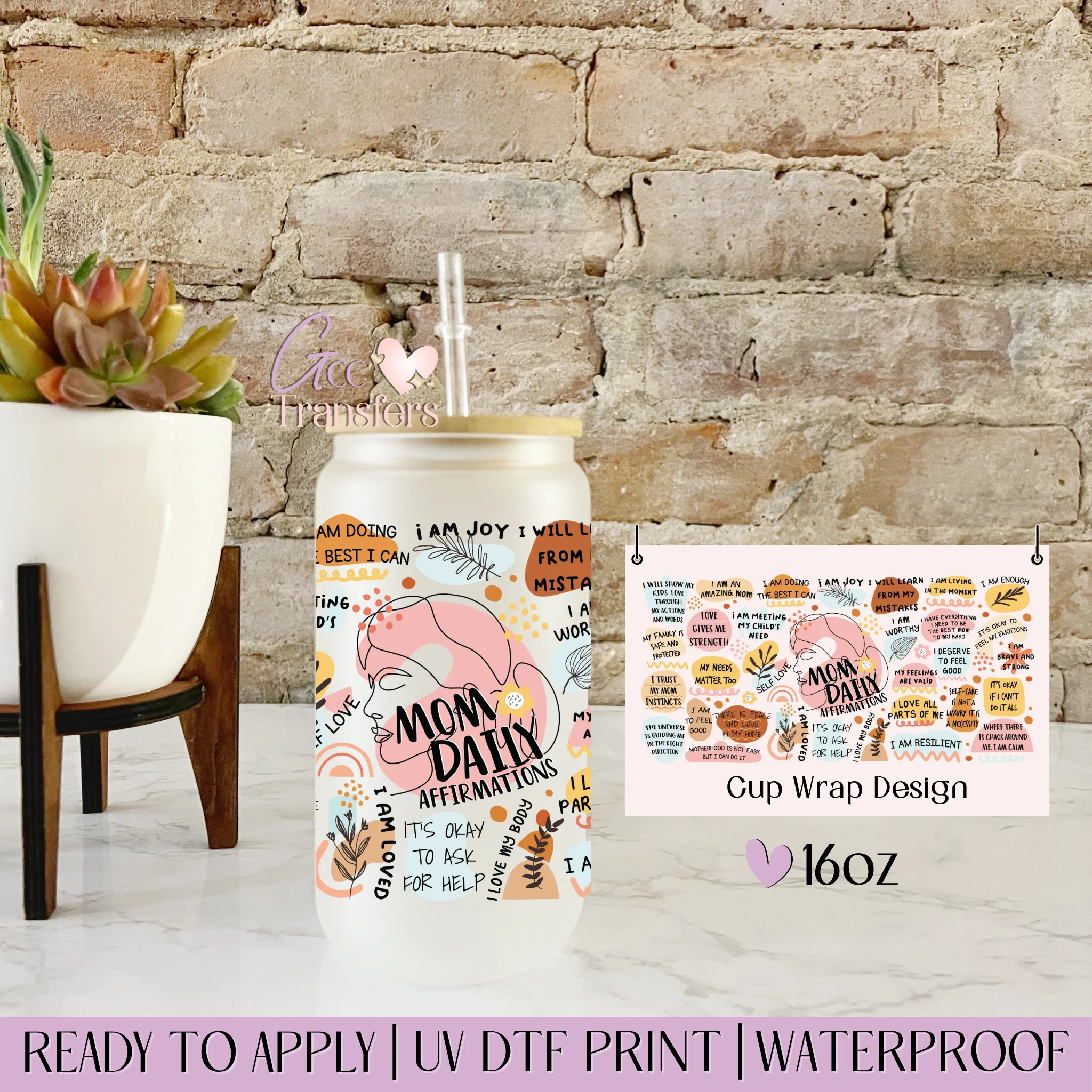 Boho Mom Daily Affirmations - 16oz cup