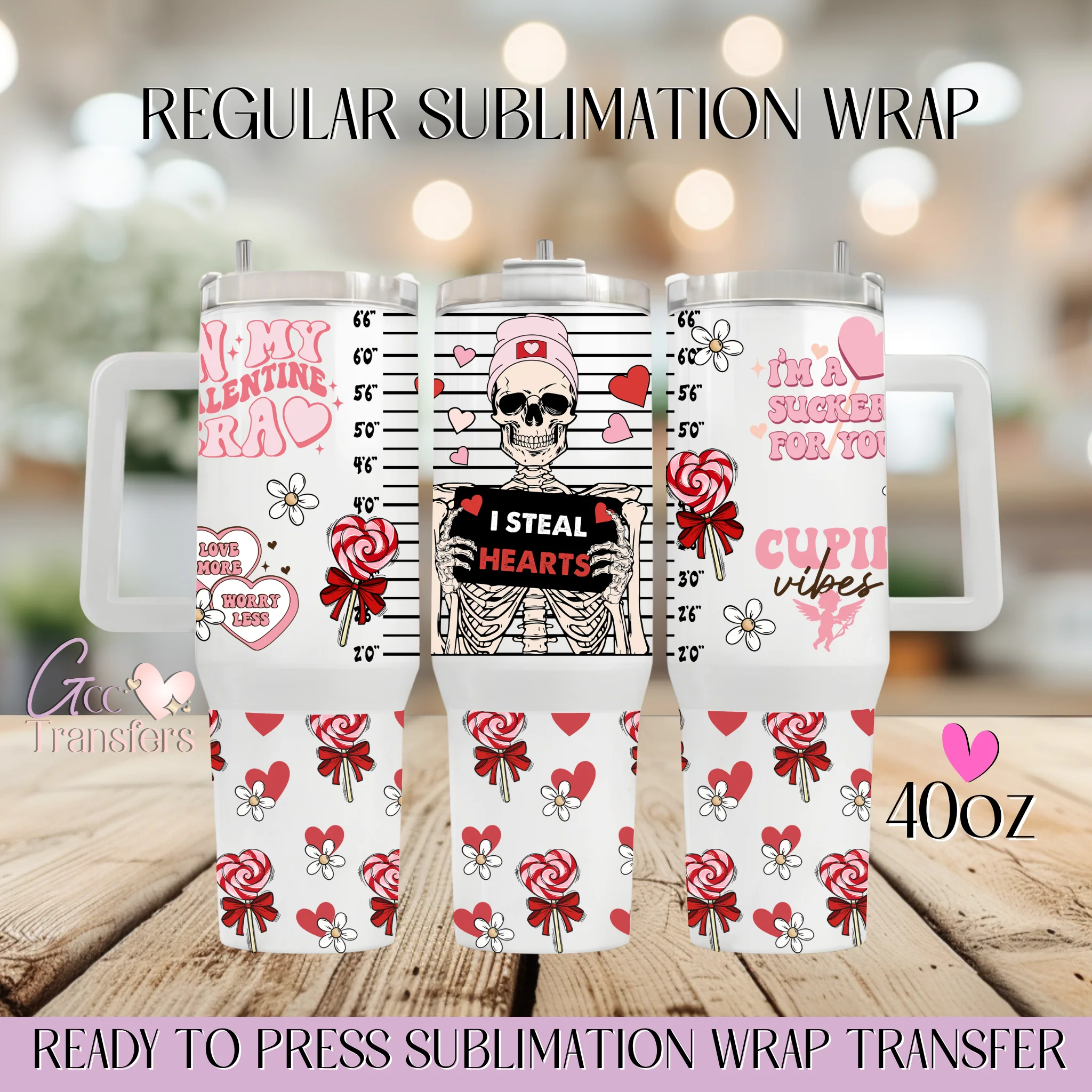 Valentines Skeleton Steal Hearts - 40oz cup