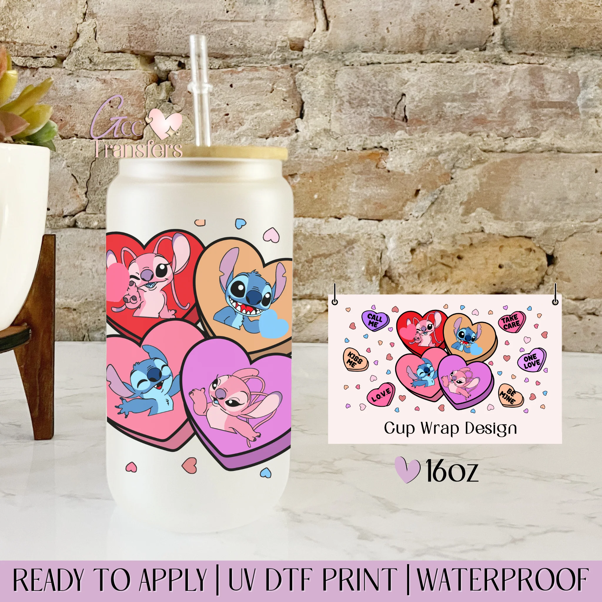 Valentine Alien Character Hearts - 16oz cup