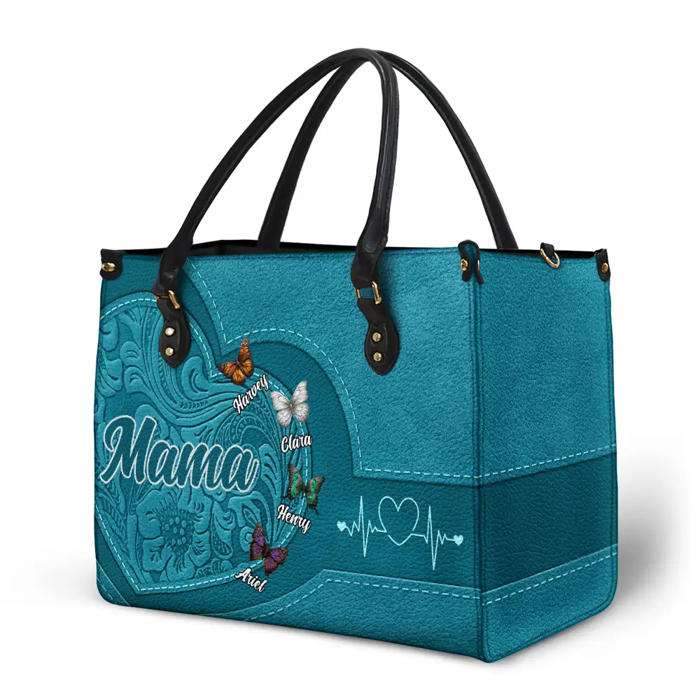 Grandma Mom Butterflies - Personalized Leather Bag