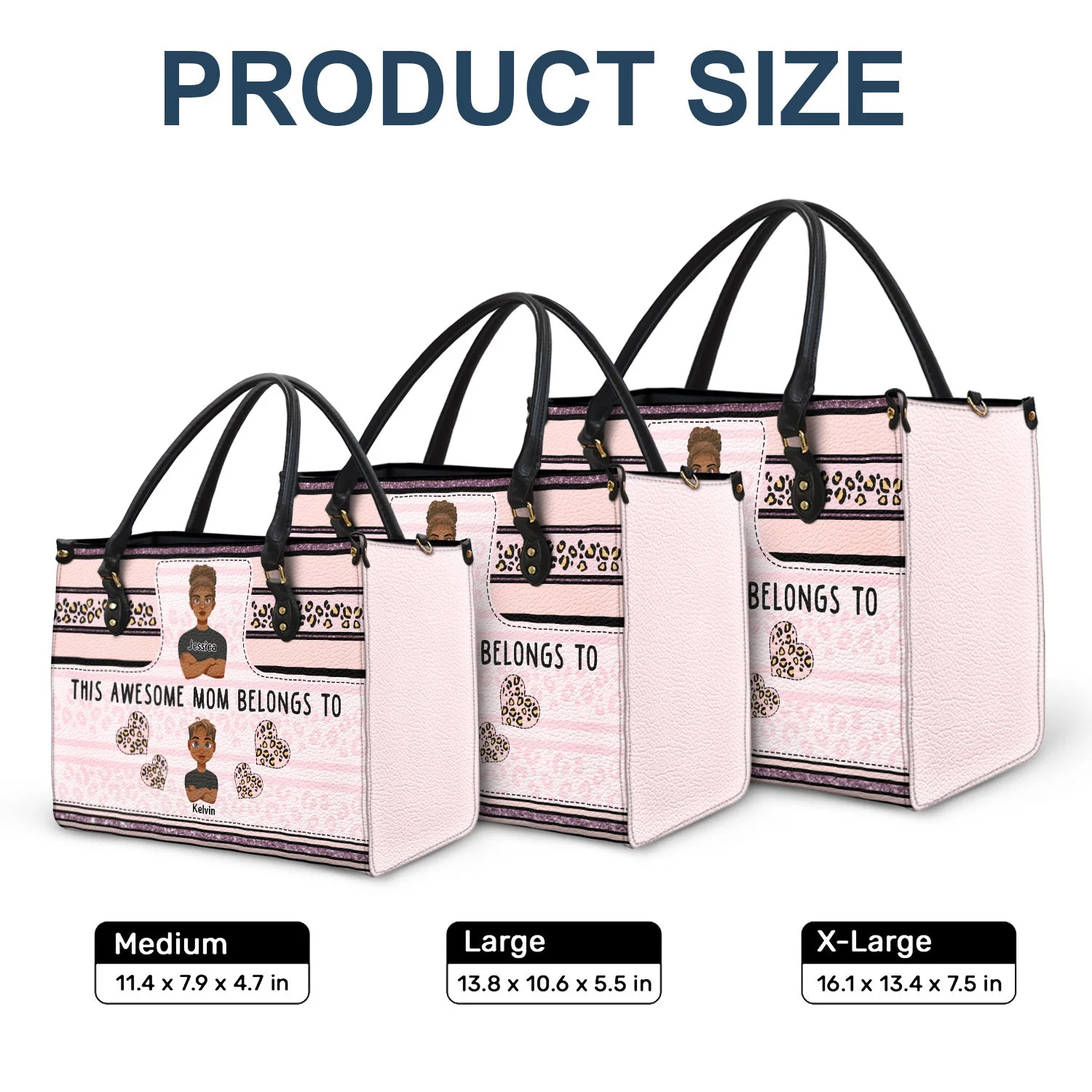 This Awesome Mom Belongs To - Gift For Mother - Personalized Leather Bag