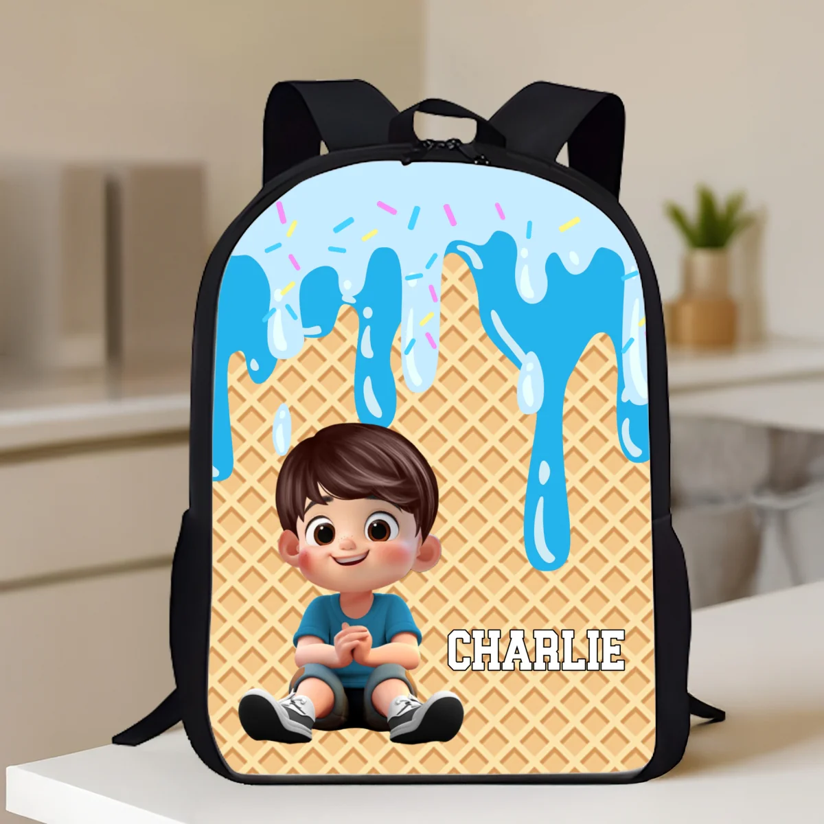 Ice Cream Drip Personalized Kid Backpack, Back to School Backpack for Kids