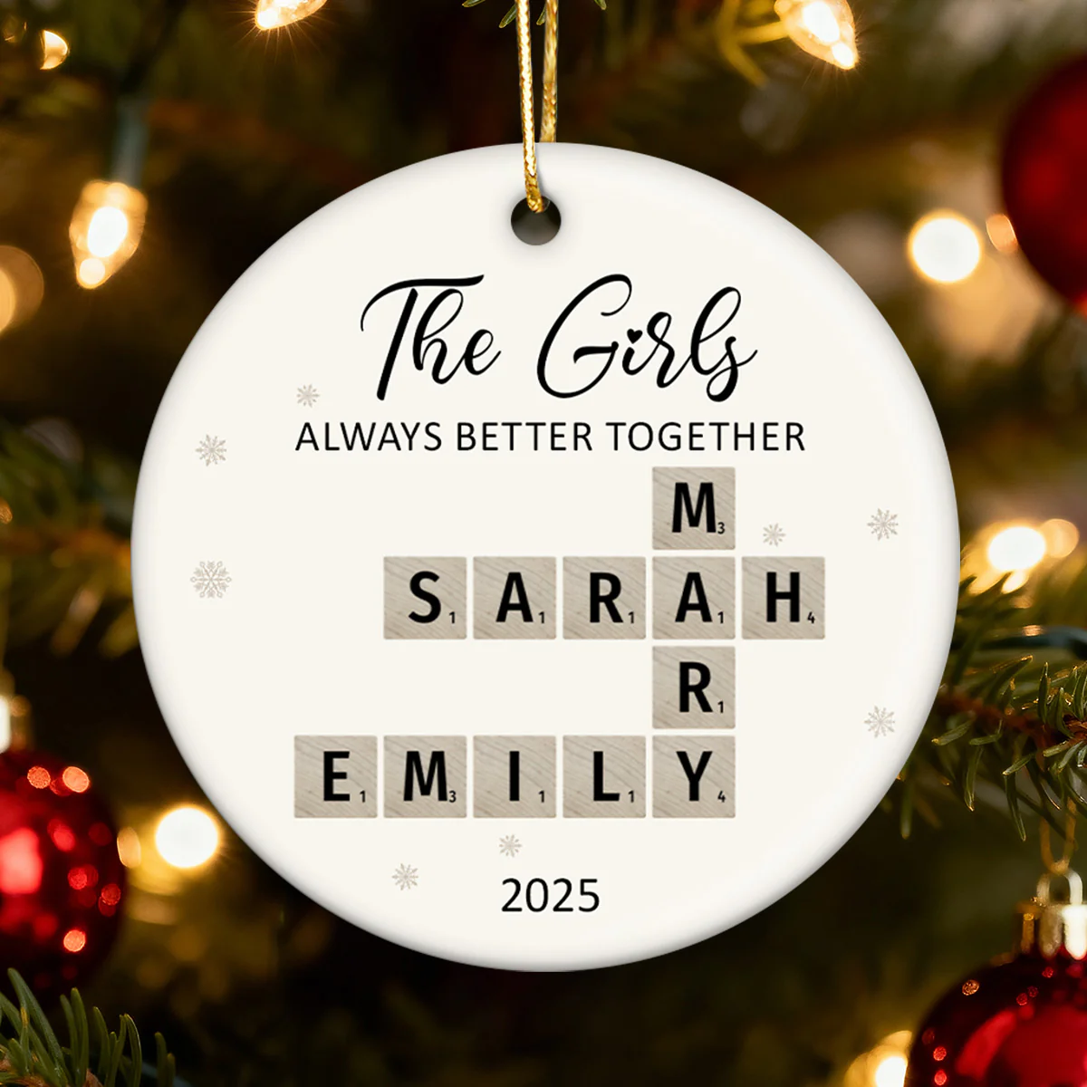 The Girls Always Better Together Crossword Puzzle Art - Personalized Ceramic Ornament - Christmas Gift For Besties