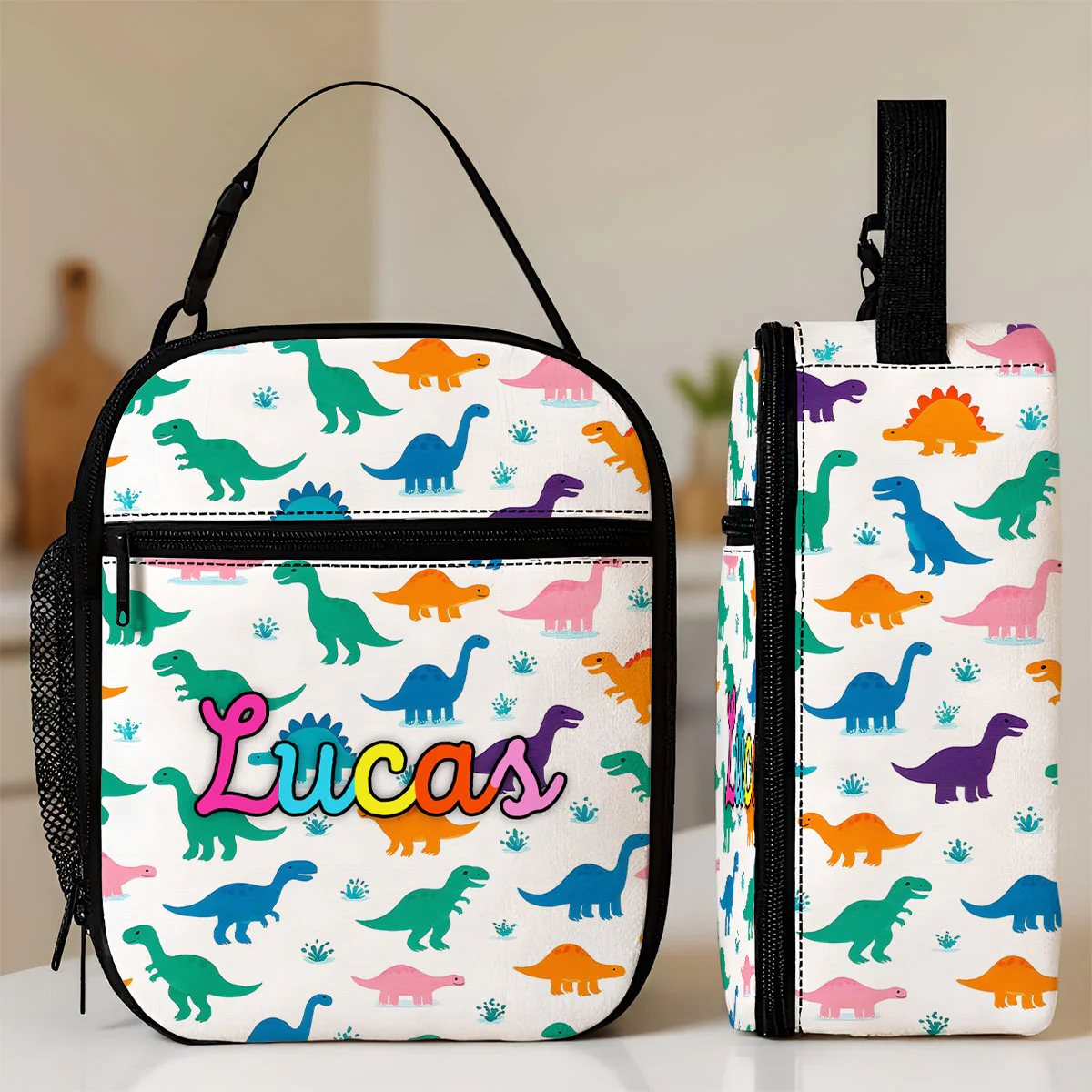 Personalized Insulated Kid Lunch Bag, Custom Kid Name Back to School Meal Tote Kit for Girls, Boys