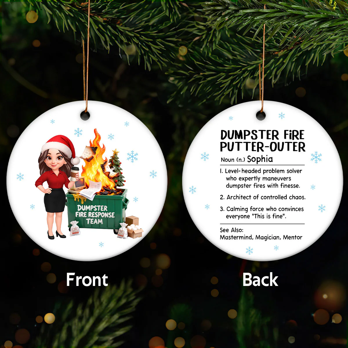 Dumpster Fire Putter-Outer Definition - Personalized Ceramic Ornament - Funny Gift For Coworkers, Boss, Supervisor