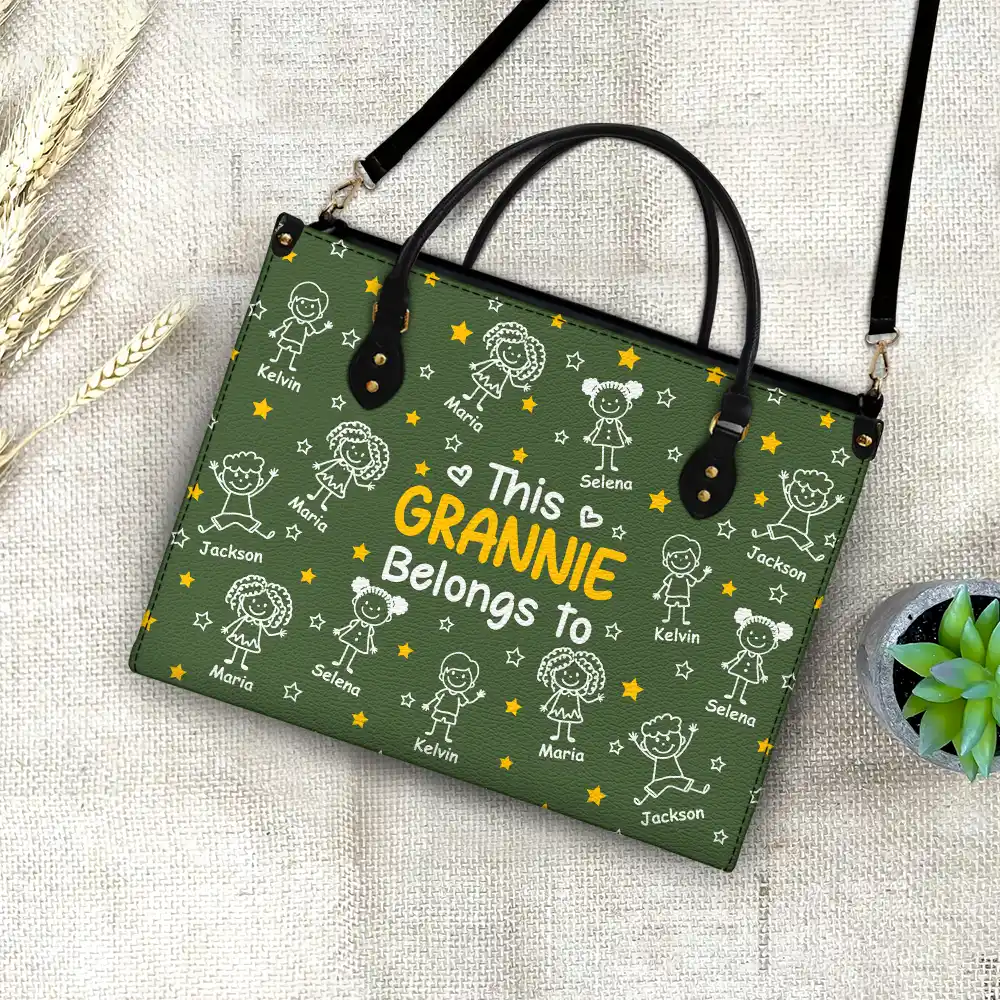 This Grandma Mom Belongs To Kids Pet - Personalized Leather Bag