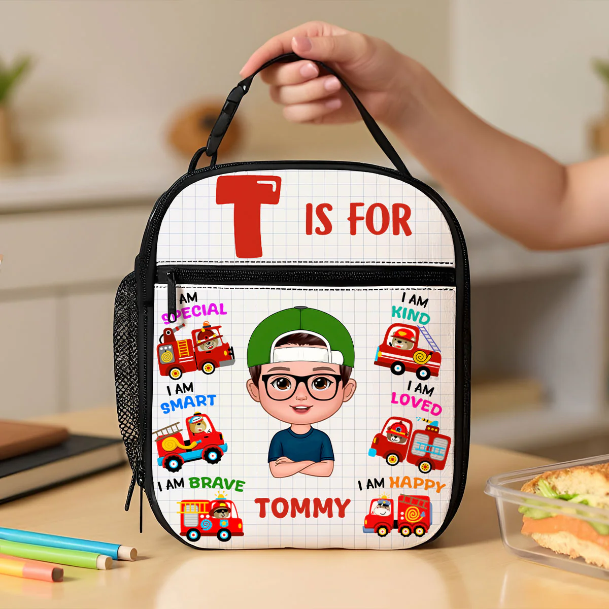 Back To School Gift for Kids, I Am Special Smart Brave Kind Loved Happy Personalized Lunch Bag