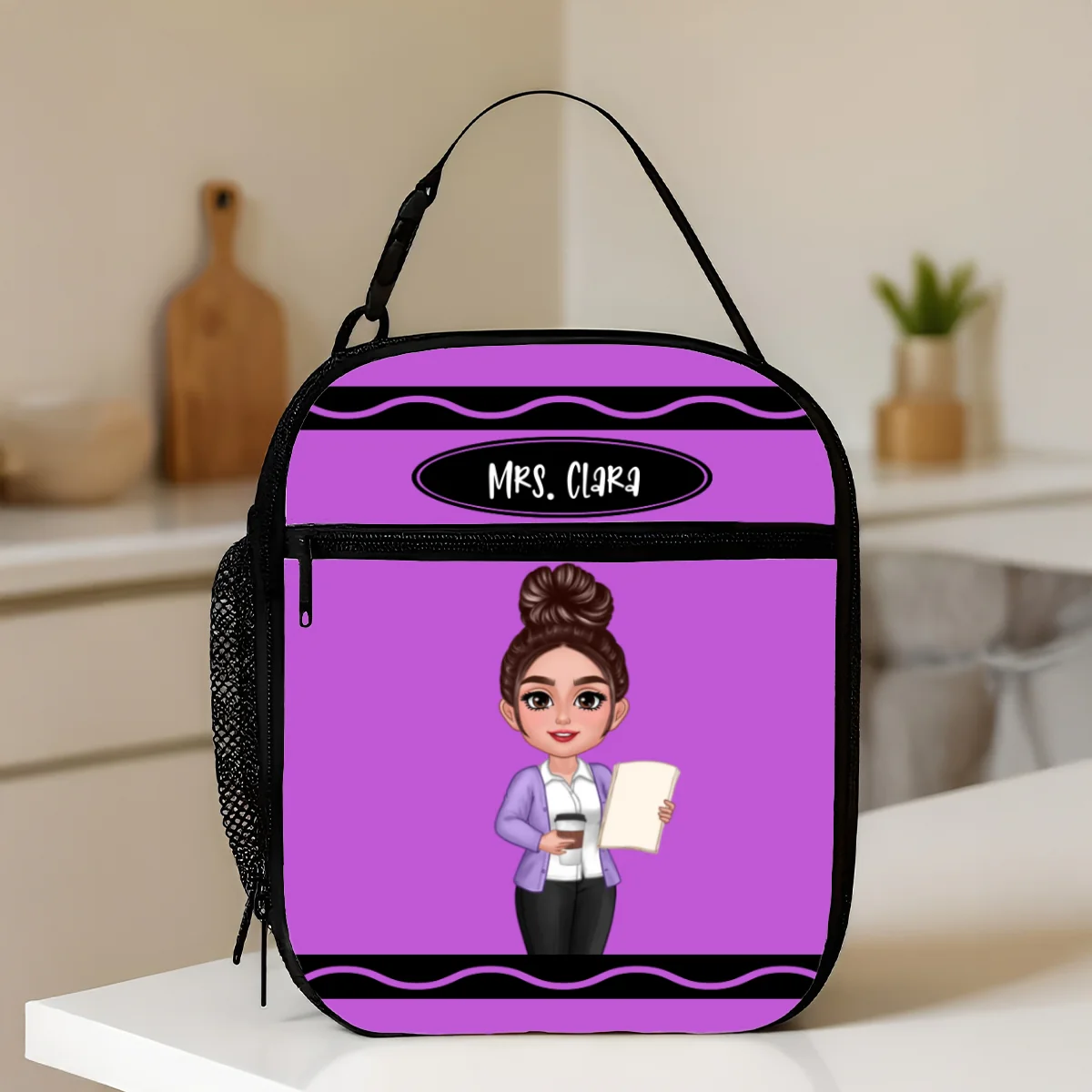 Teacher Crayon Personalized Insulated Lunch Bag, Back To School Gift For Teacher