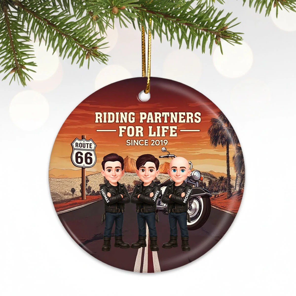 Bikers Riding Partners For Life Christmas - Personalized Ceramic Ornament - Gift For Bikers, Gift For Bikers