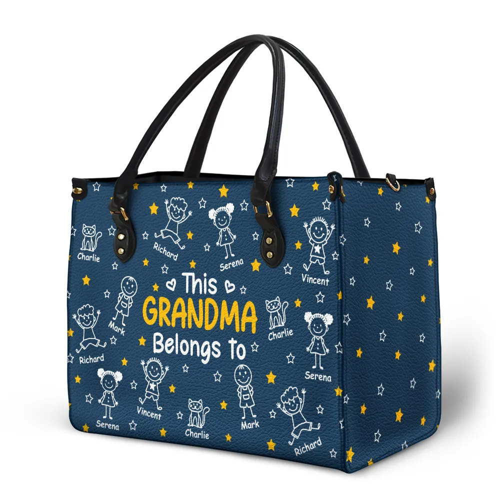 This Grandma Mom Belongs To Kids Pet - Personalized Leather Bag