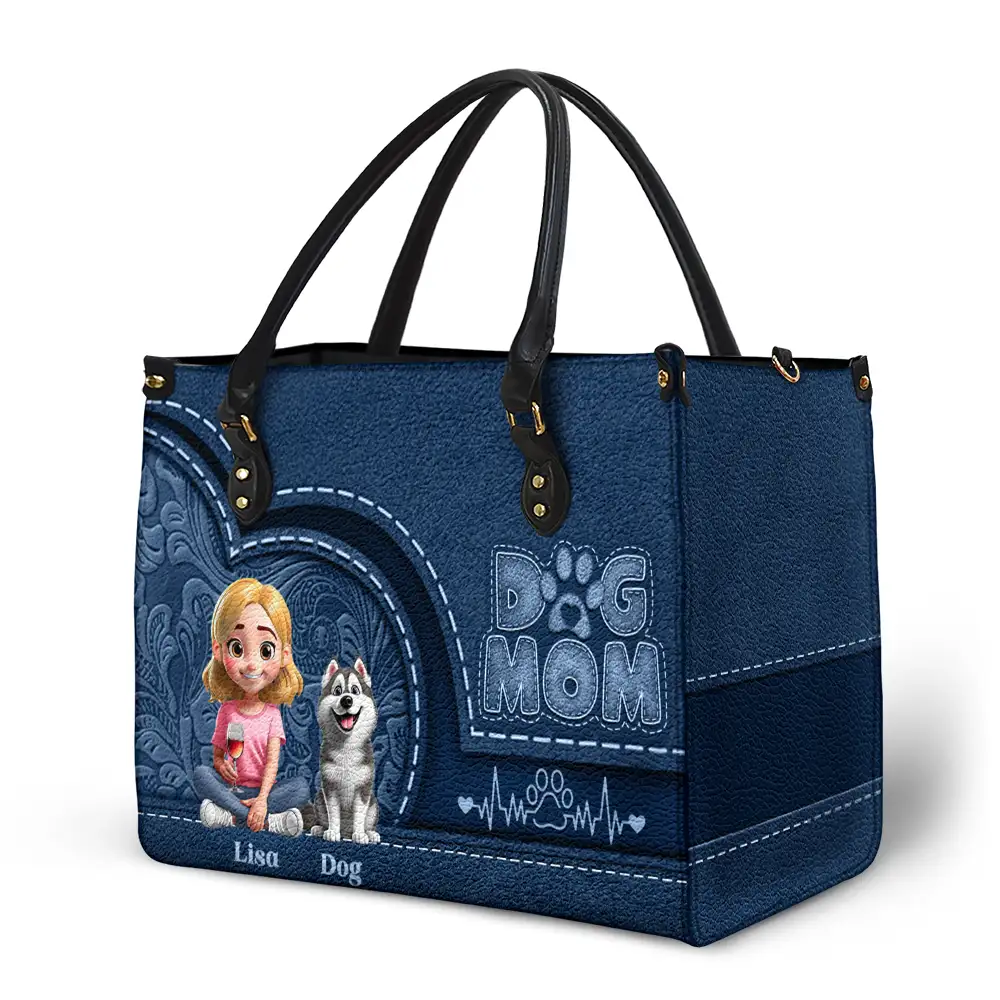 Dog Mom Mum 3D Effect - Personalized Leather Bag
