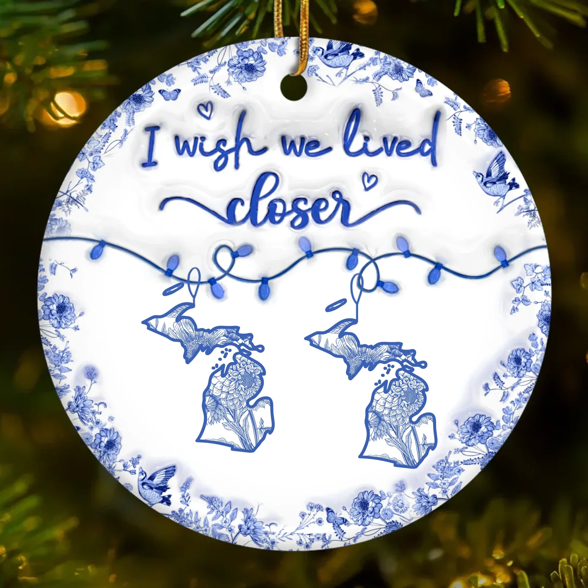 Custom Long Distance Ceramic Ornament - Personalized Christmas Birthday Gifts For Mom, Dad, Brother, Sister, Kids - Miles Apart But Always Close At Heart