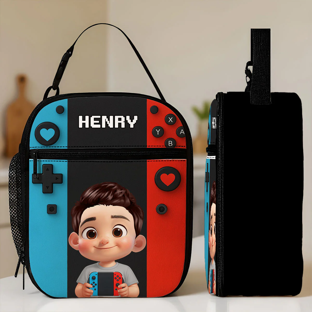 For Boys Girls, Game Lunch Bag for School - Personalized Insulated Lunch Bag