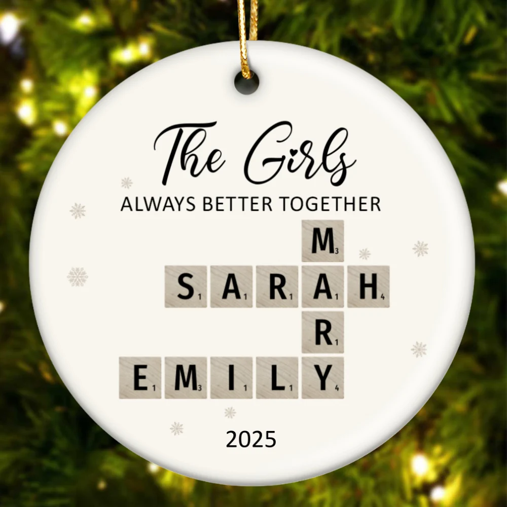 The Girls Always Better Together Crossword Puzzle Art - Personalized Ceramic Ornament - Christmas Gift For Besties