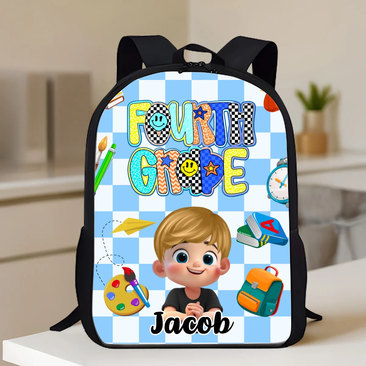 Preppy Back to School Personalized Backpack, Kid's Backpack for School